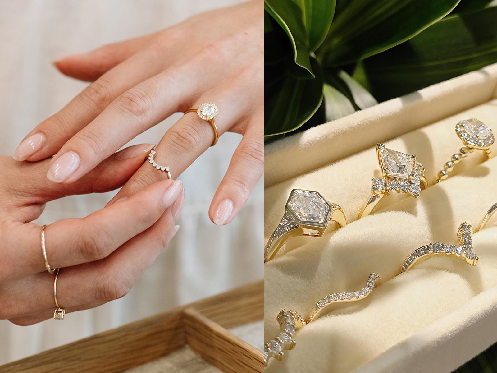 Hand Selecting a Lab-Grown Emerald Cut Gemstone