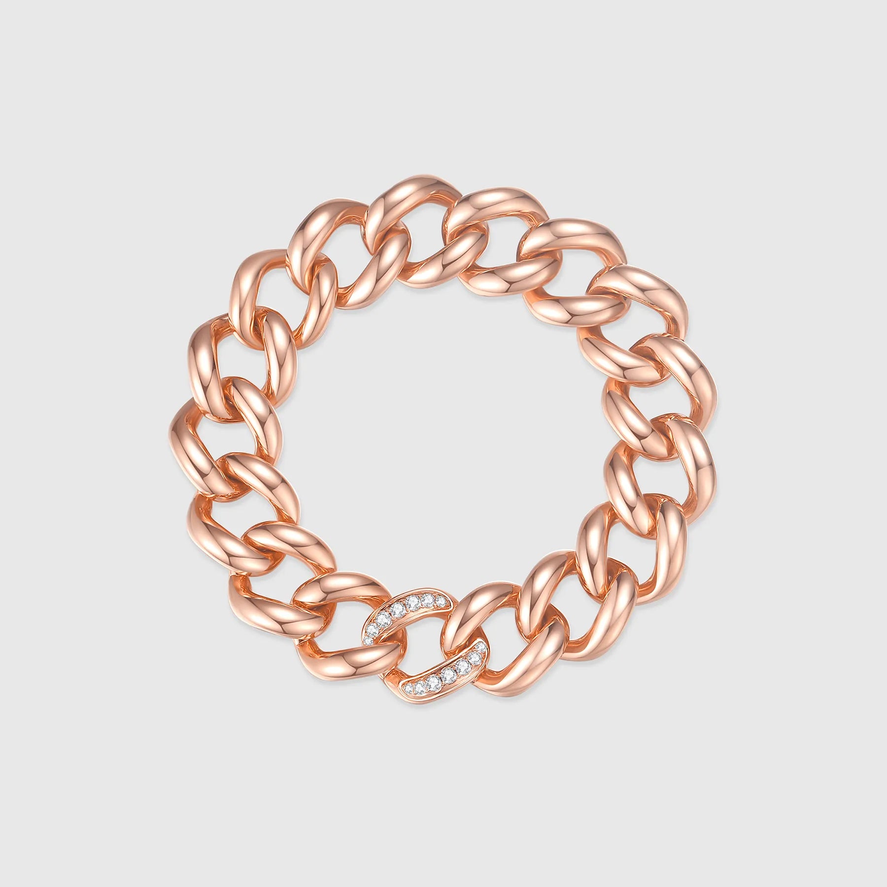 Rose Gold Cuban Link Bracelet with Diamond Pavé