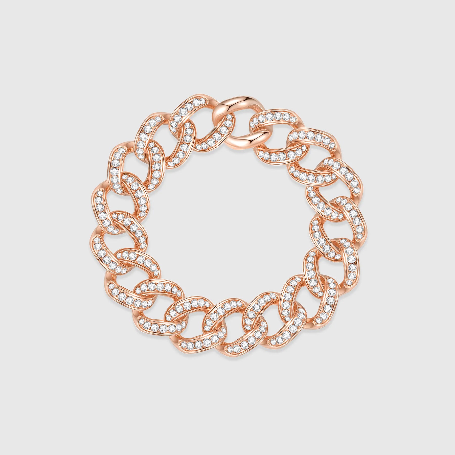 Rose gold Cuban link bracelet with diamond accents