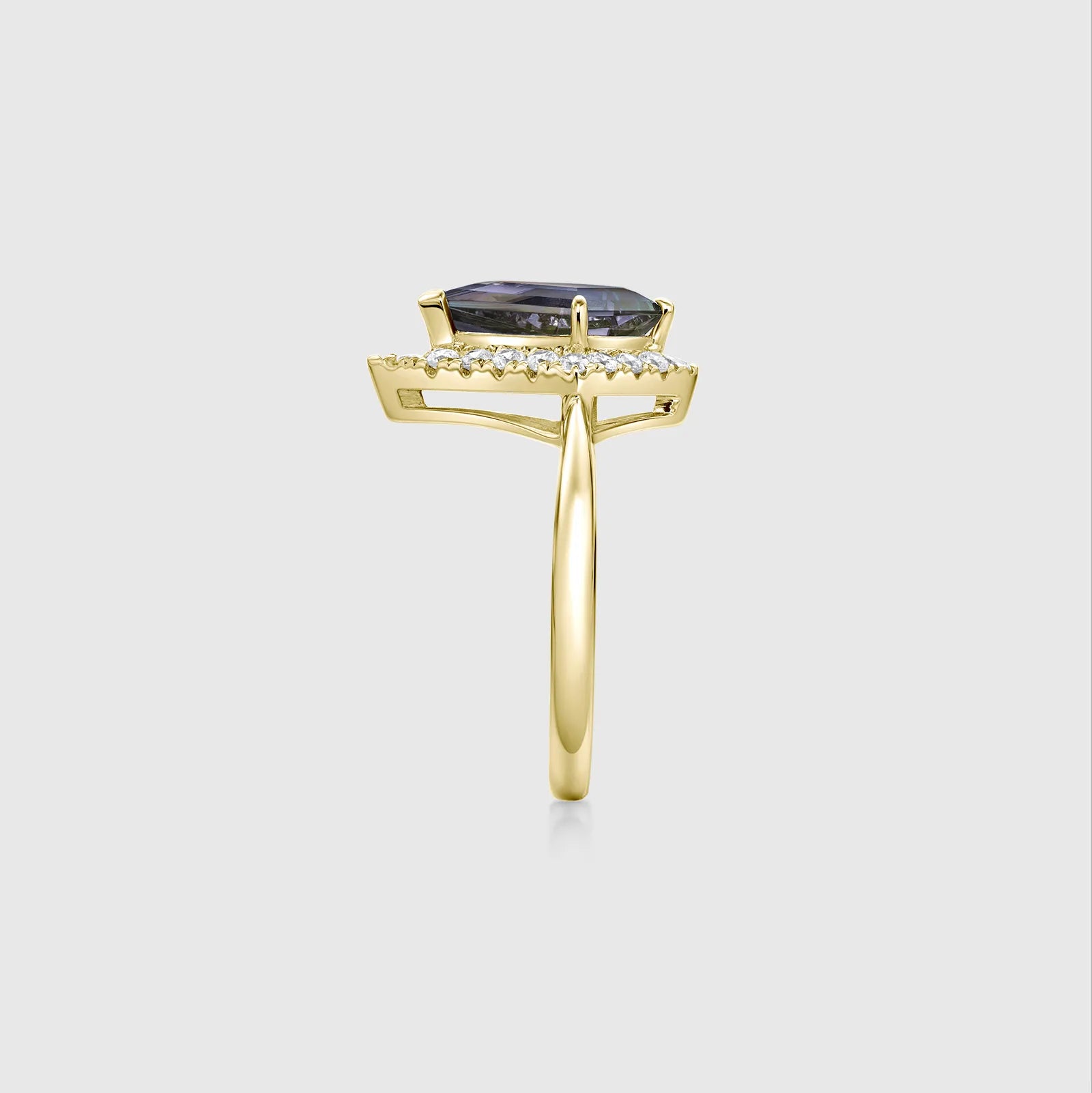 Kite Alexandrite Halo Ring