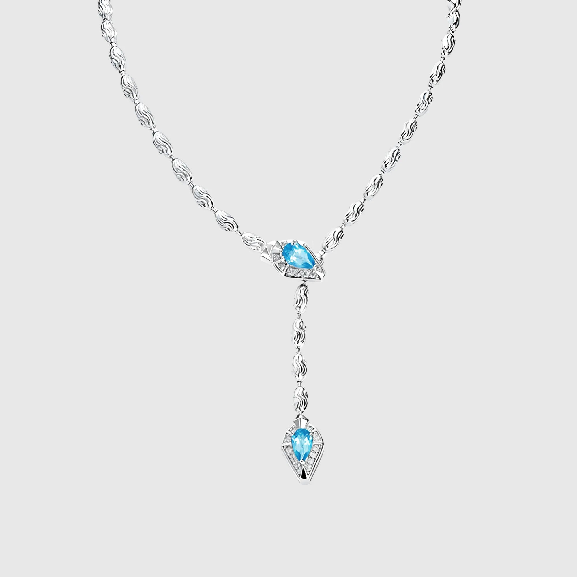 Lab Grown Aquamarine Snake Pendant Necklace