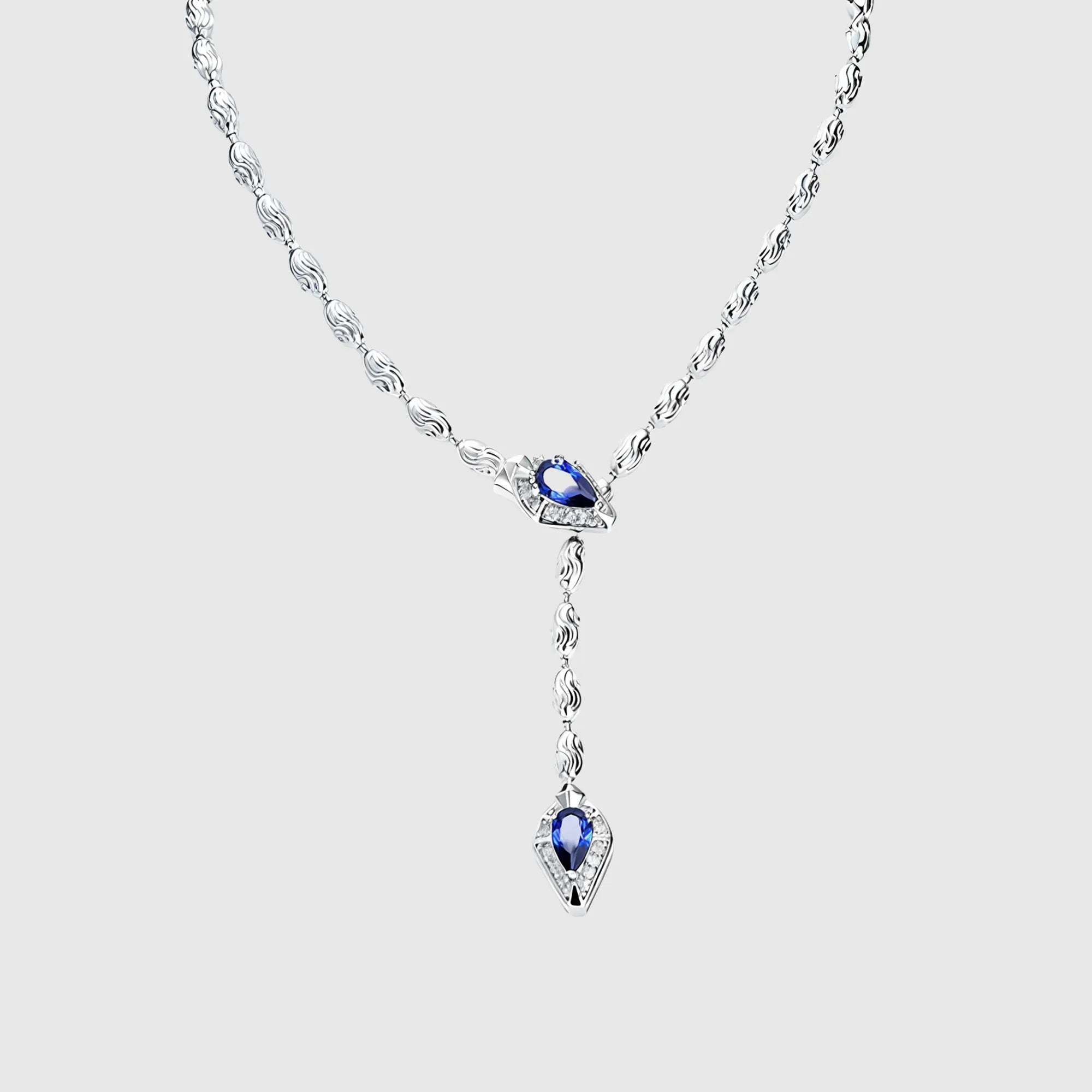Lab Grown Sapphire Snake Pendant Necklace