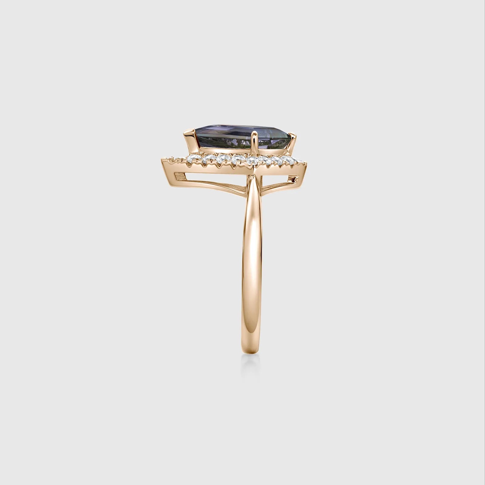 Kite Alexandrite Halo Ring