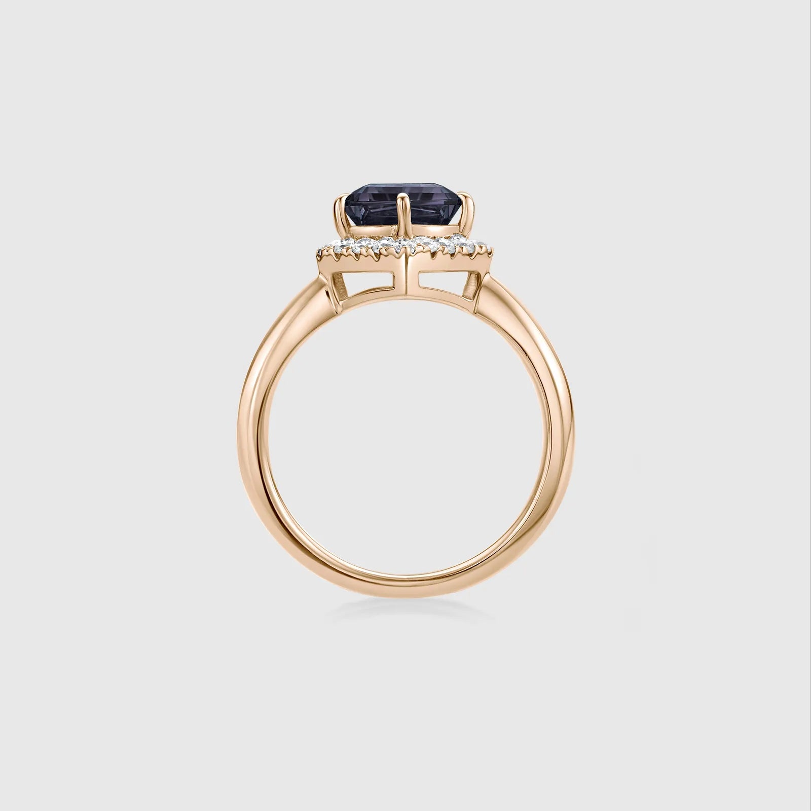 Kite-Cut Alexandrite Engagement Ring with Diamond Halo