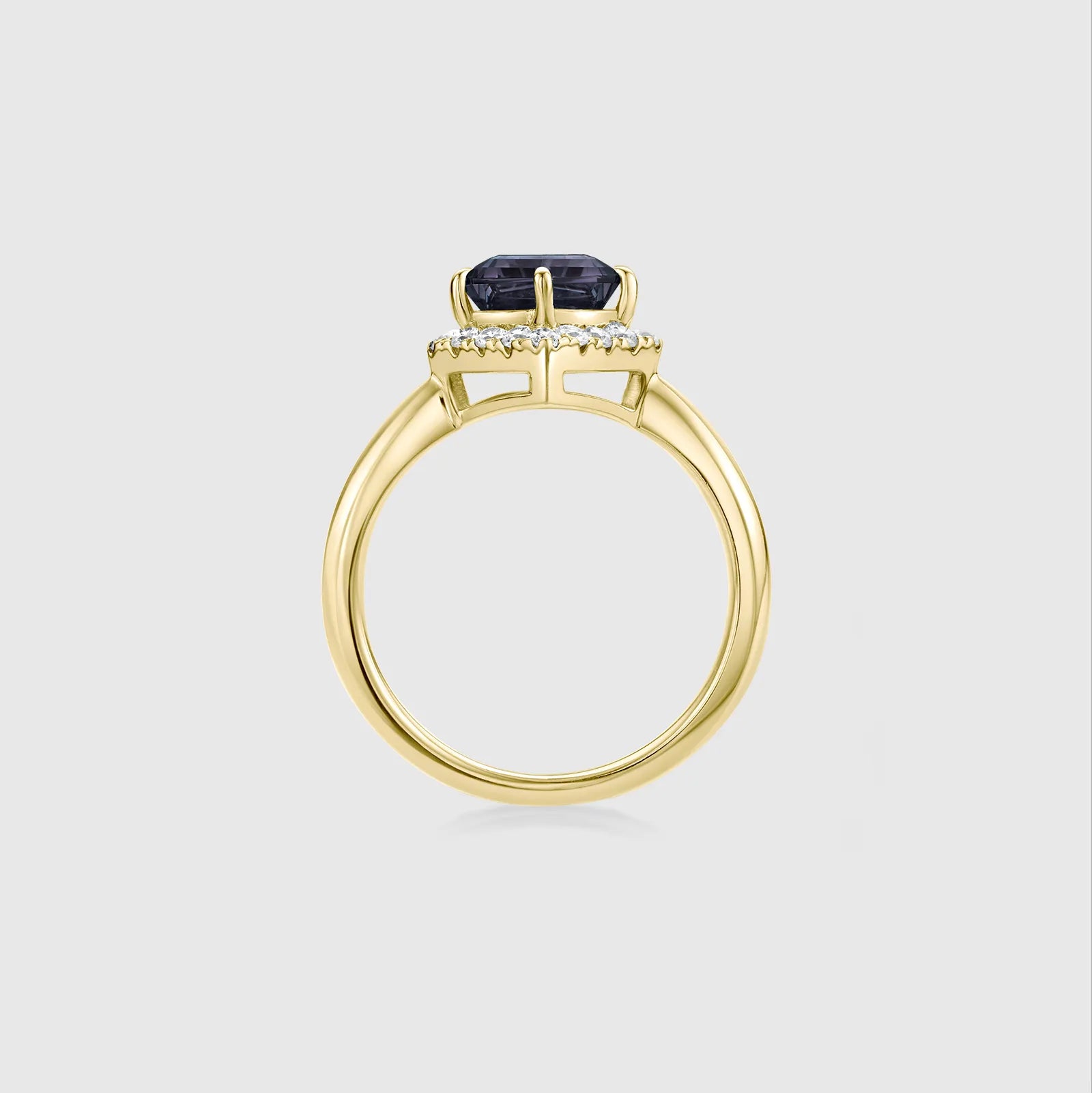 Kite-Cut Alexandrite Engagement Ring with Diamond Halo