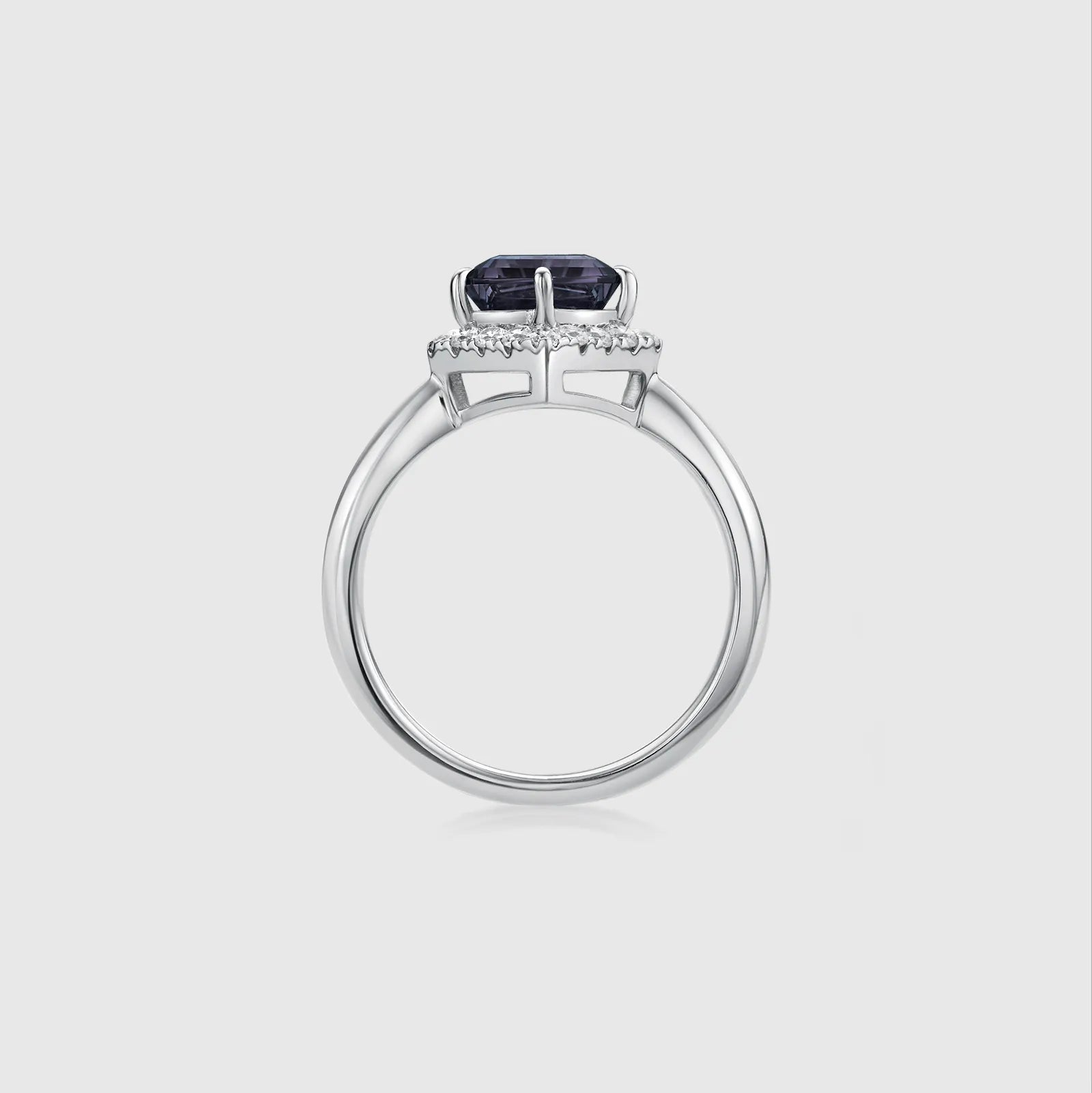 Kite-Cut Alexandrite Engagement Ring with Diamond Halo