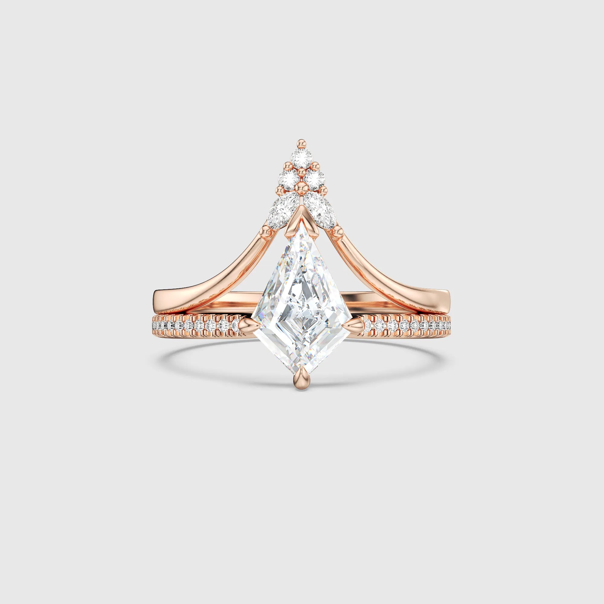 Kite Lab Grown Diamond Radiant Arc Band Bridal Set 2PCs