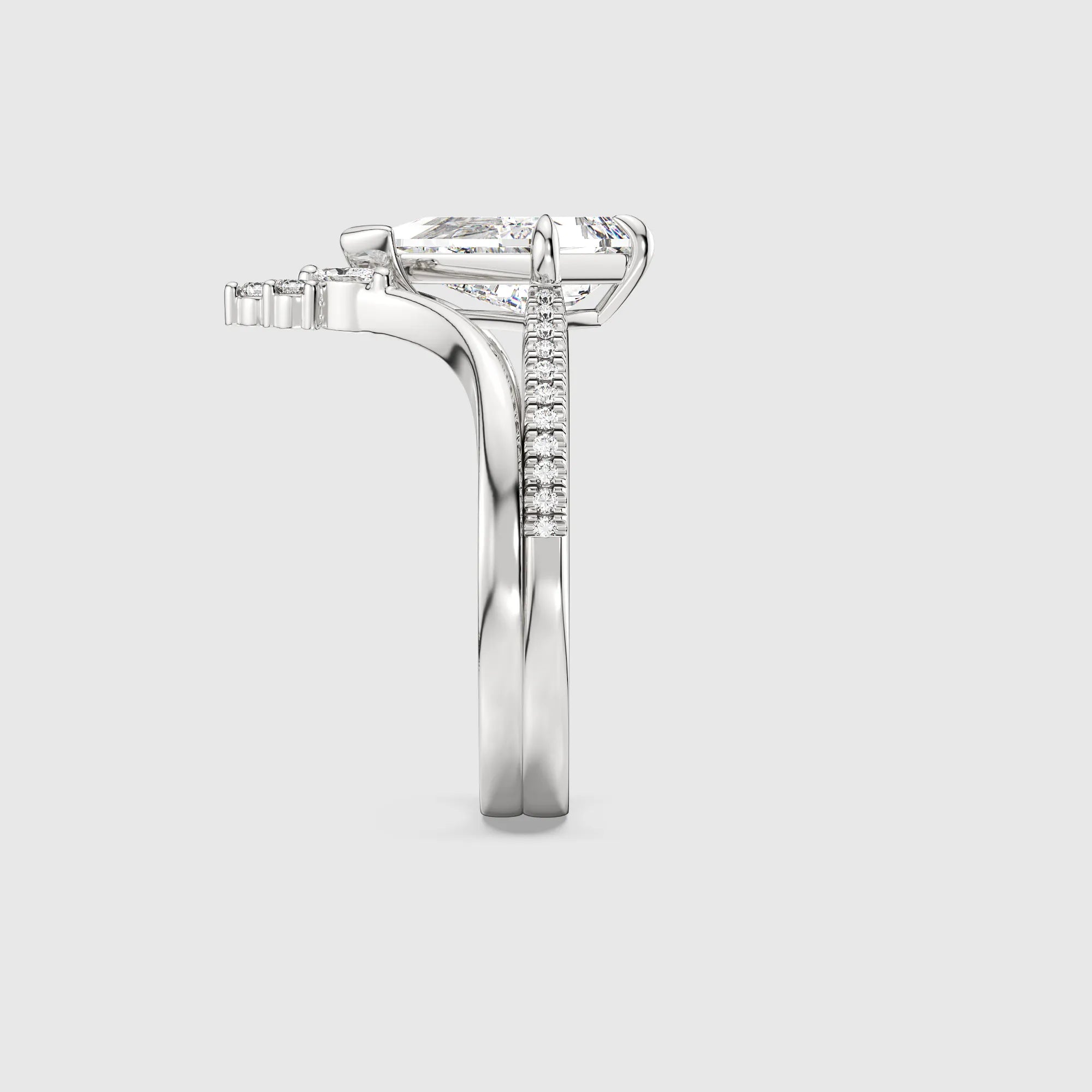 Kite Lab Grown Diamond Radiant Arc Band Bridal Set 2PCs