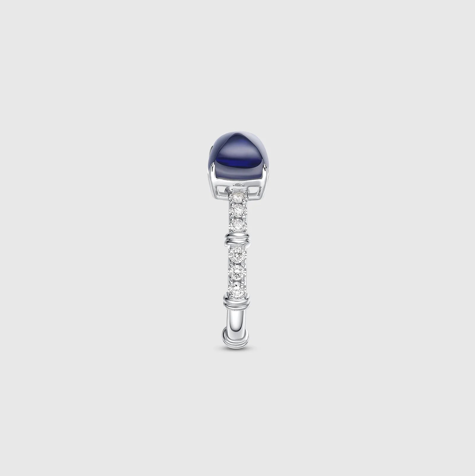 Sapphire and Diamond Double Love Ring detail