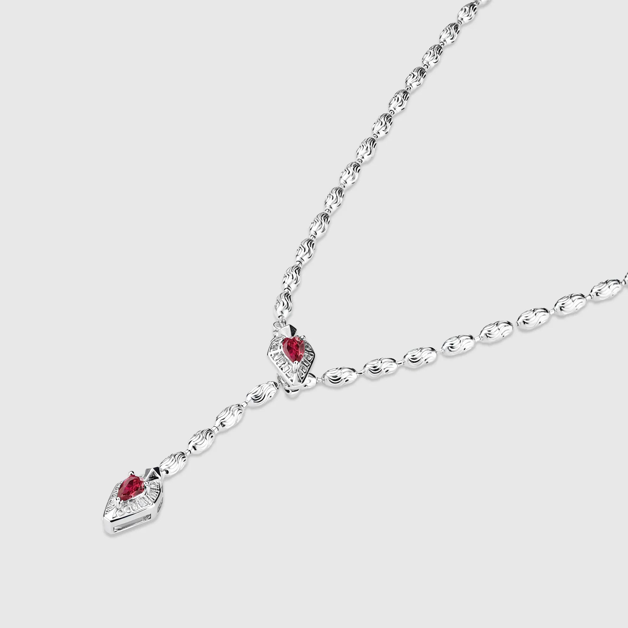 Lab Grown Ruby Snake Pendant Necklace