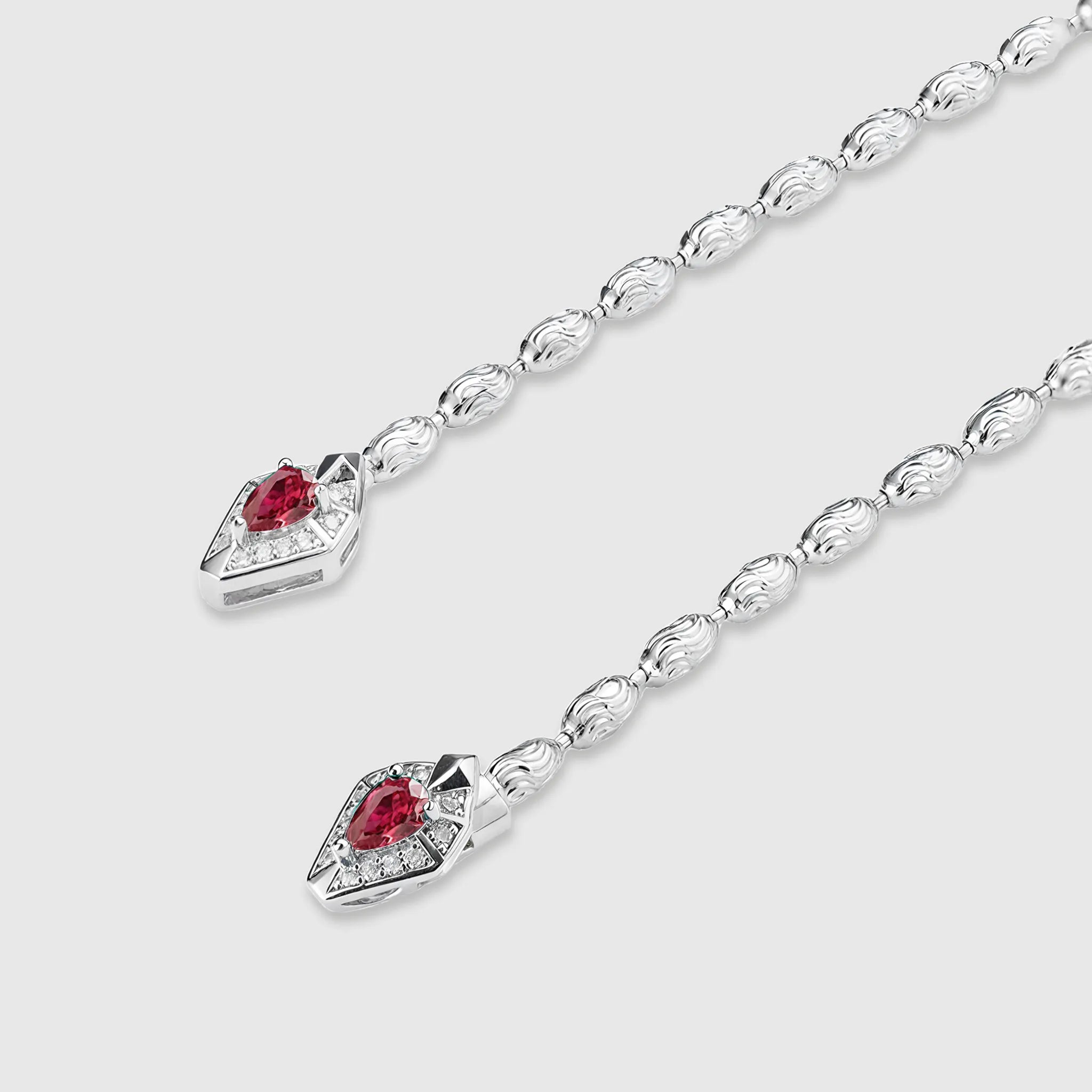 Lab Grown Ruby Snake Pendant Necklace