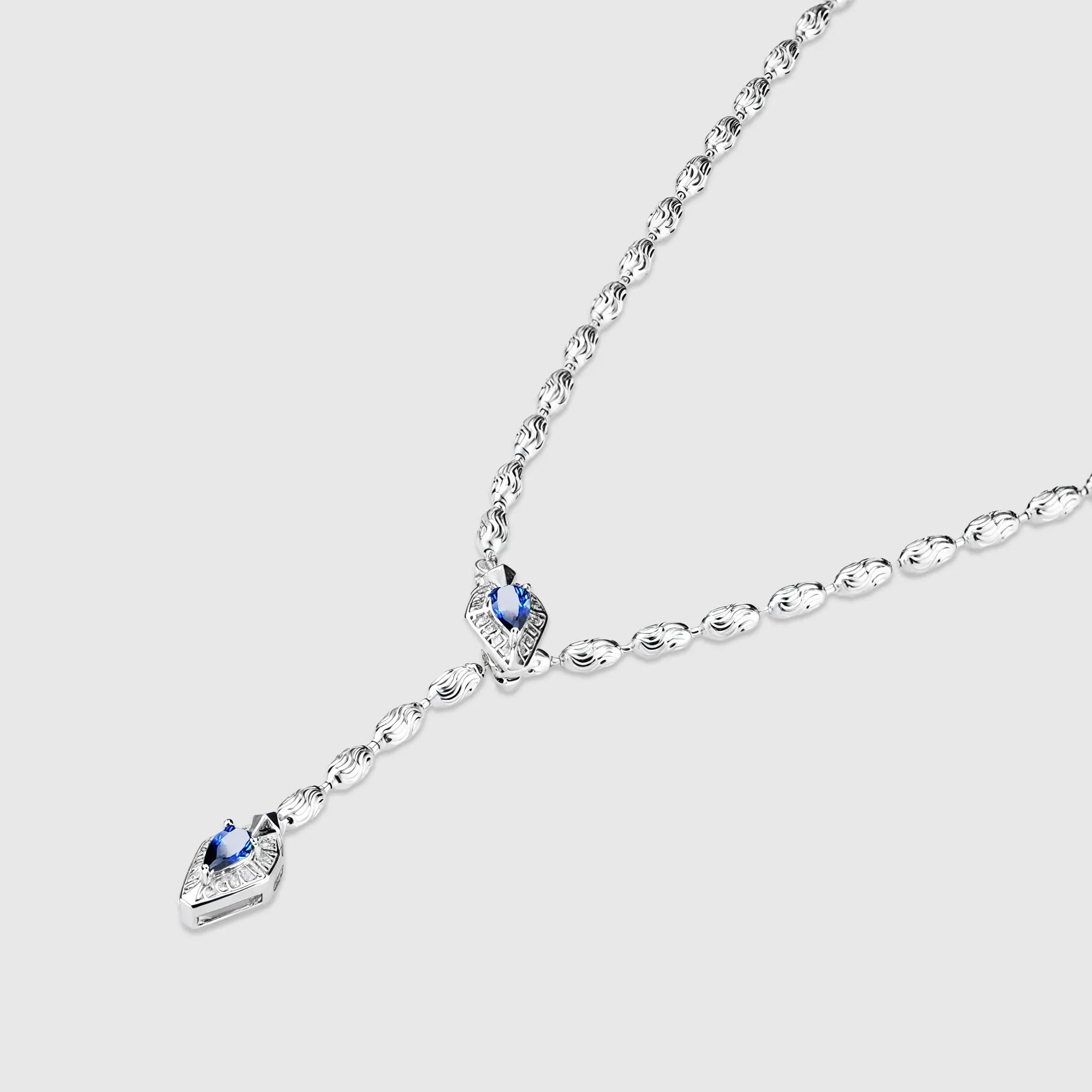 Lab Grown Sapphire Snake Pendant Necklace