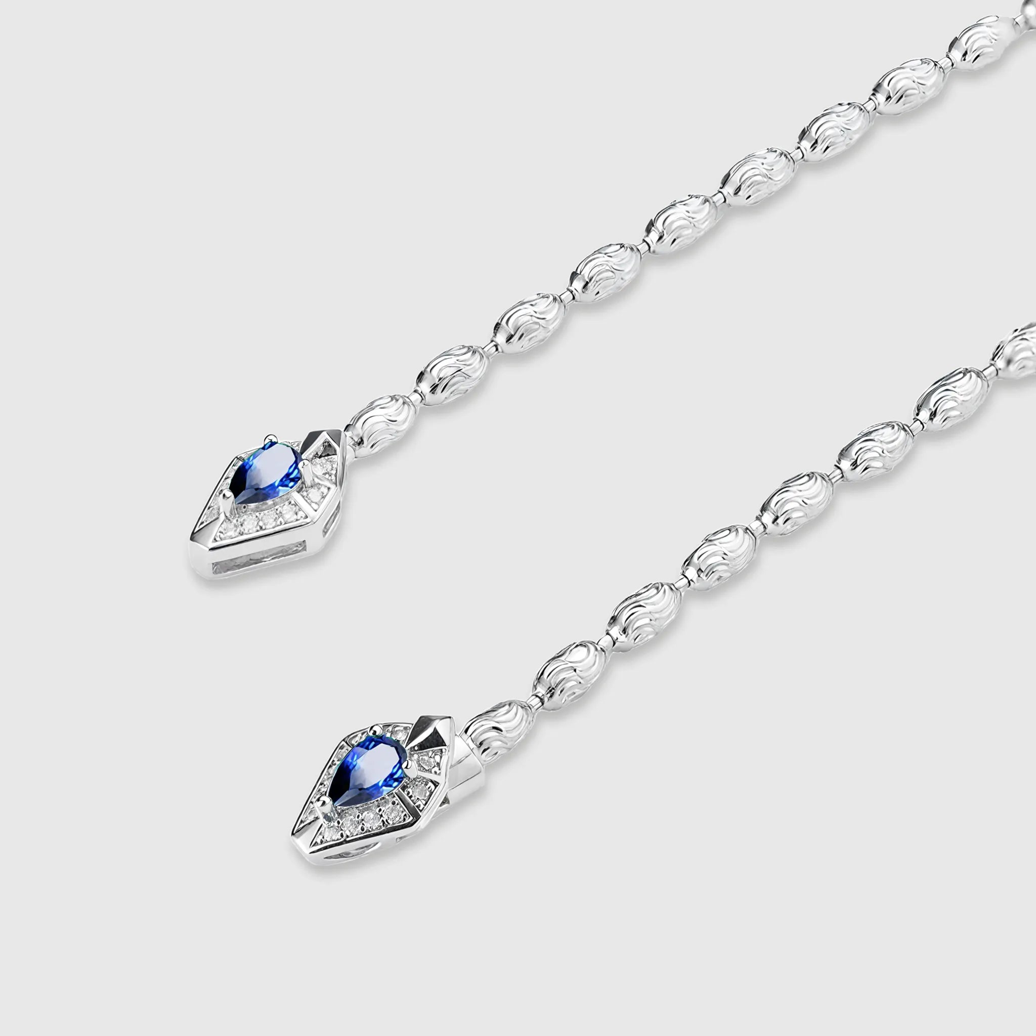 Lab Grown Sapphire Snake Pendant Necklace