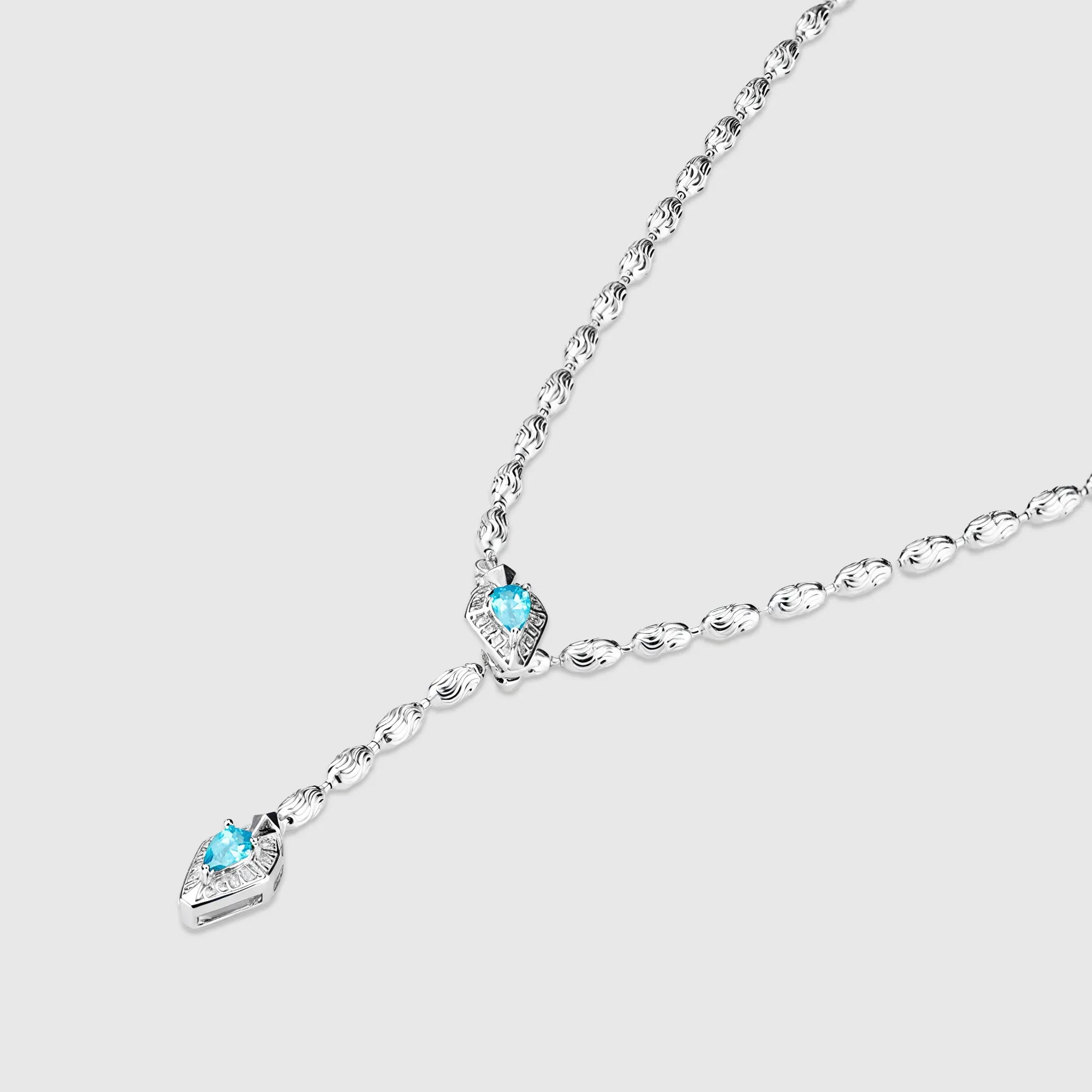 Lab Grown Aquamarine Snake Pendant Necklace