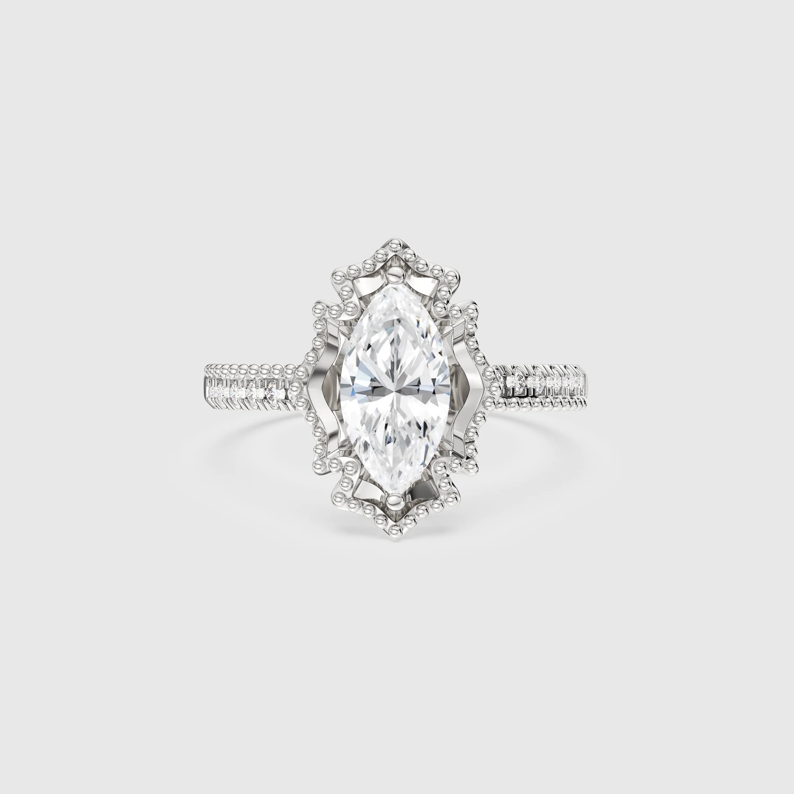 Bague en diamant marquise de style baroque de 1,0 ct