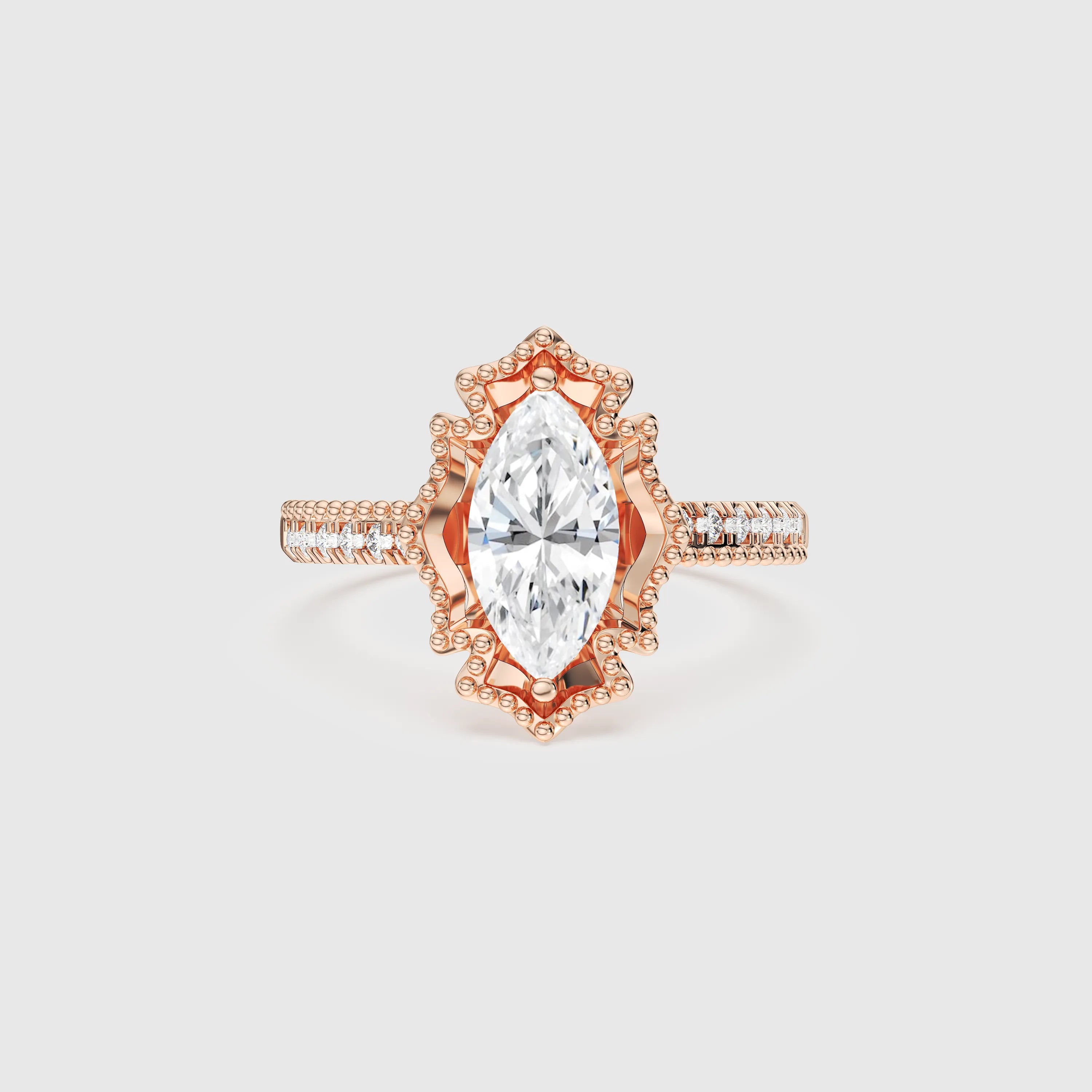 Bague en diamant marquise de style baroque de 1,0 ct