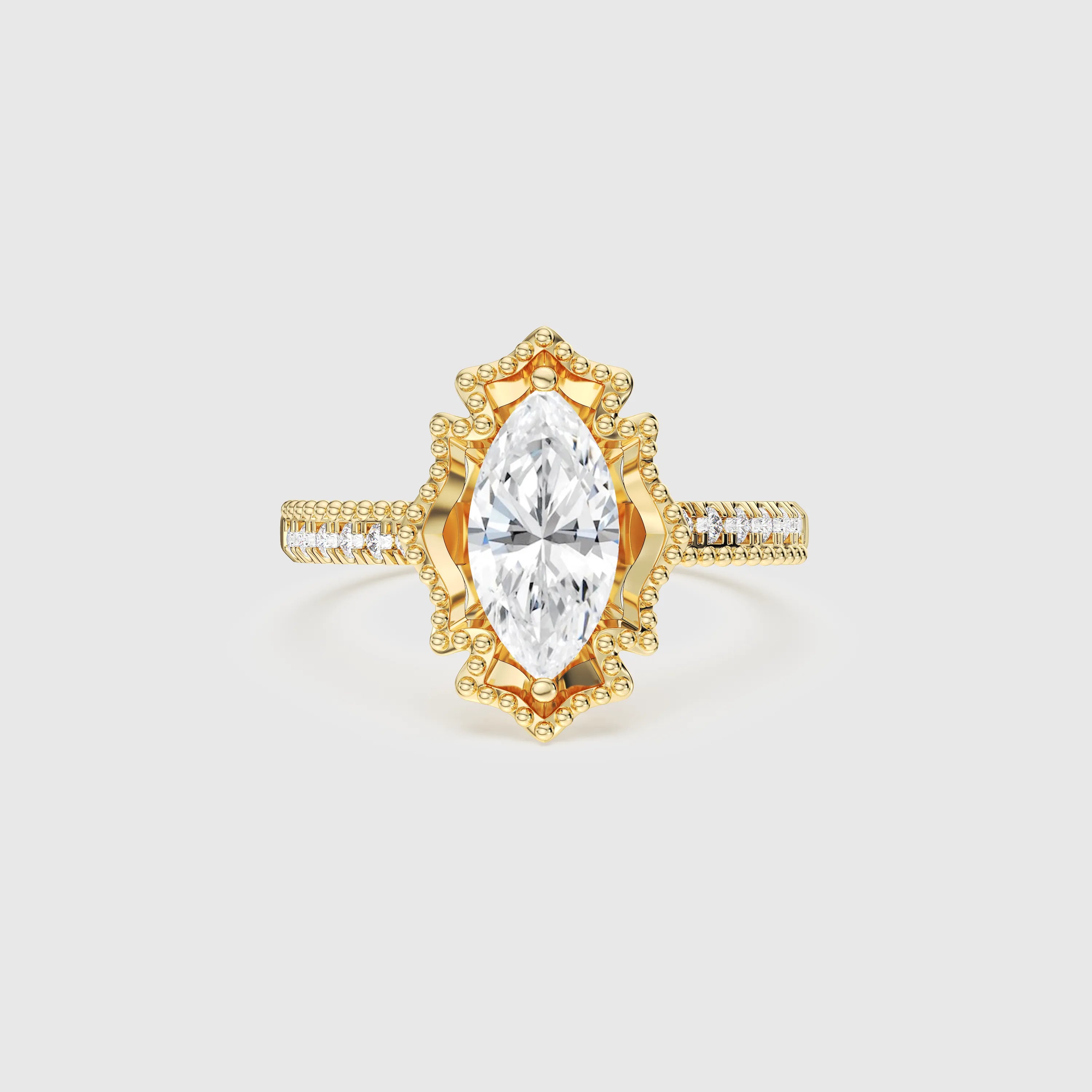 Bague en diamant marquise de style baroque de 1,0 ct