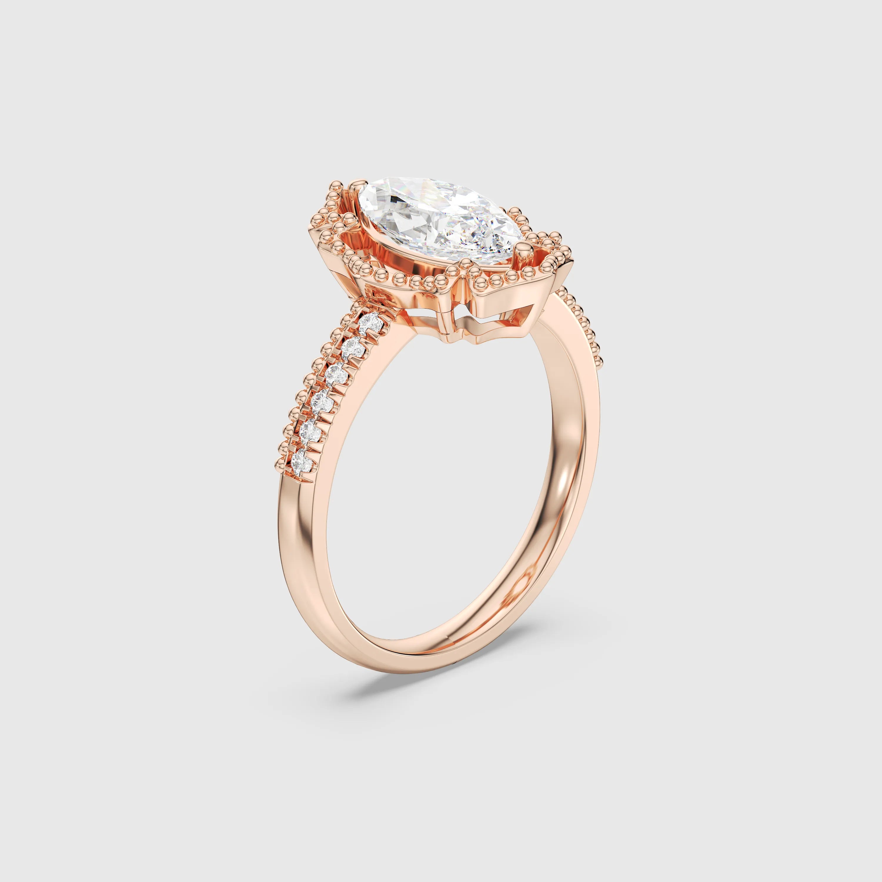 Bague en diamant marquise de style baroque de 1,0 ct