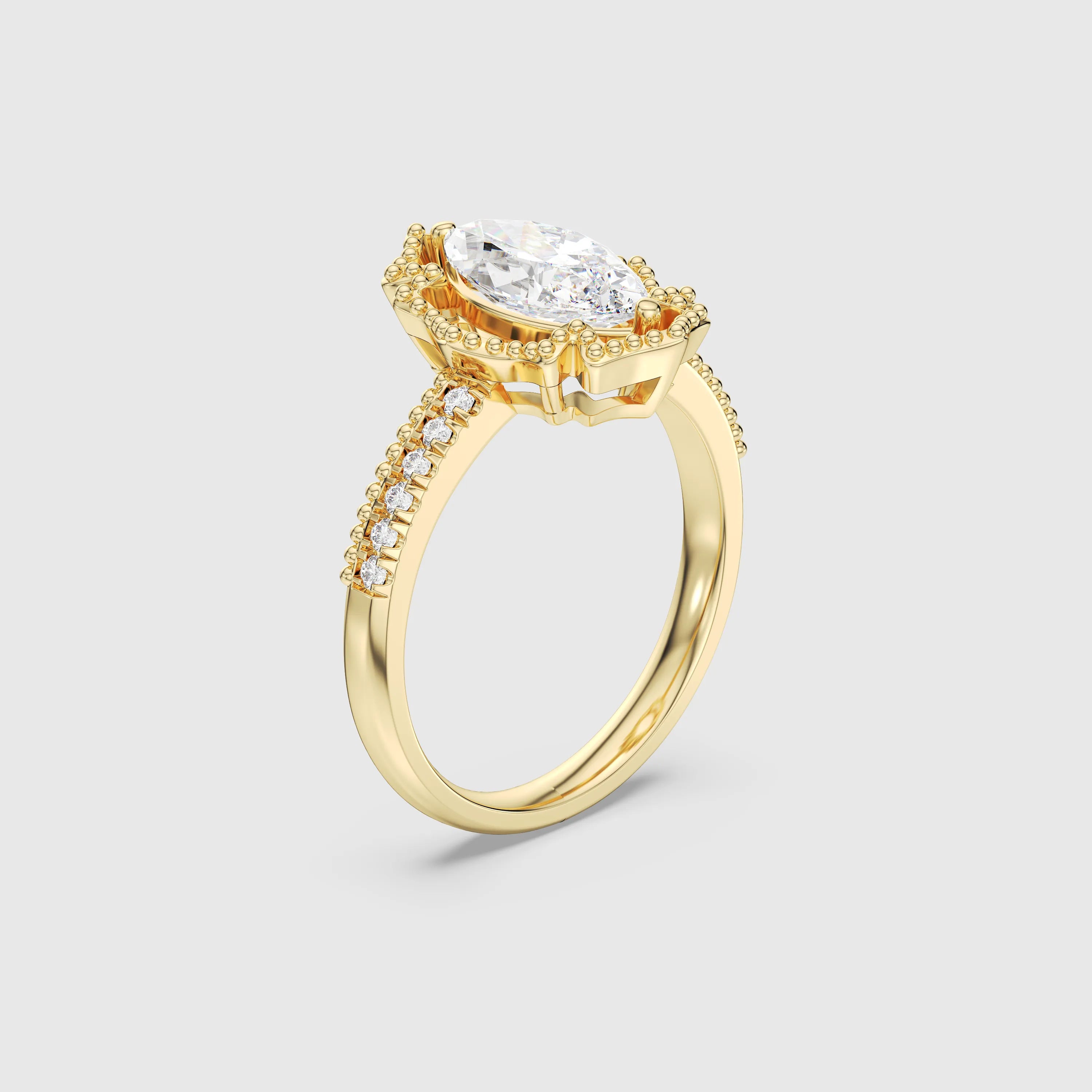 Bague en diamant marquise de style baroque de 1,0 ct