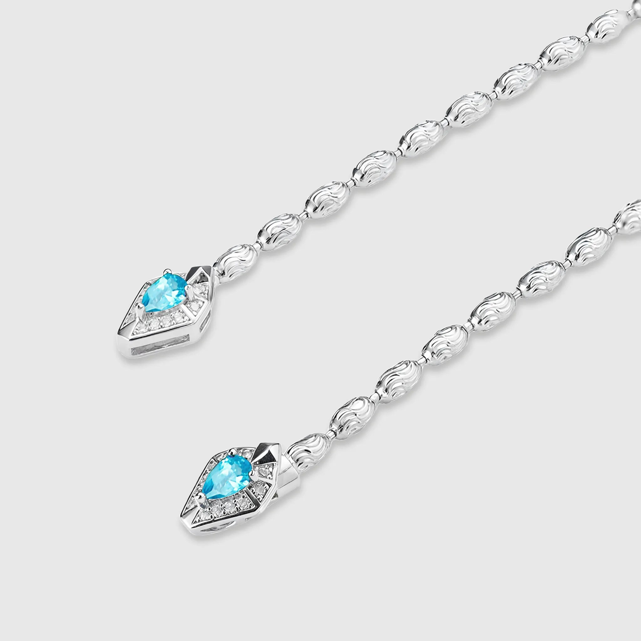 Lab Grown Aquamarine Snake Pendant Necklace