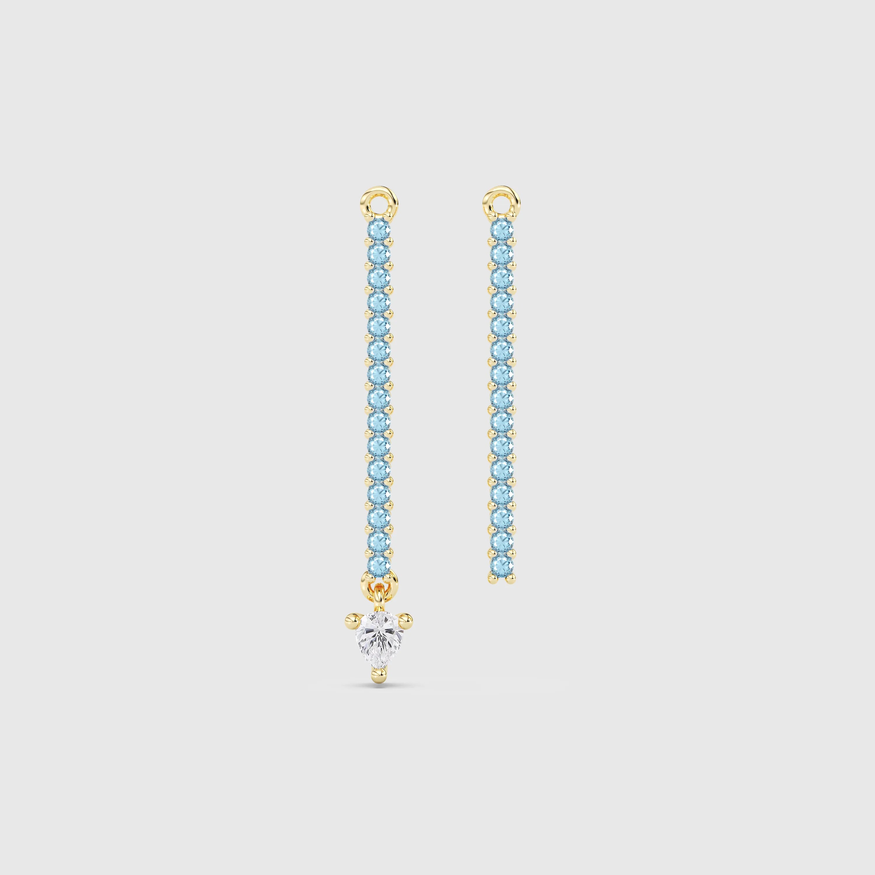 Aquamarine Bar Charm & Pear Diamond Dangle - BRILLIANT CARATS