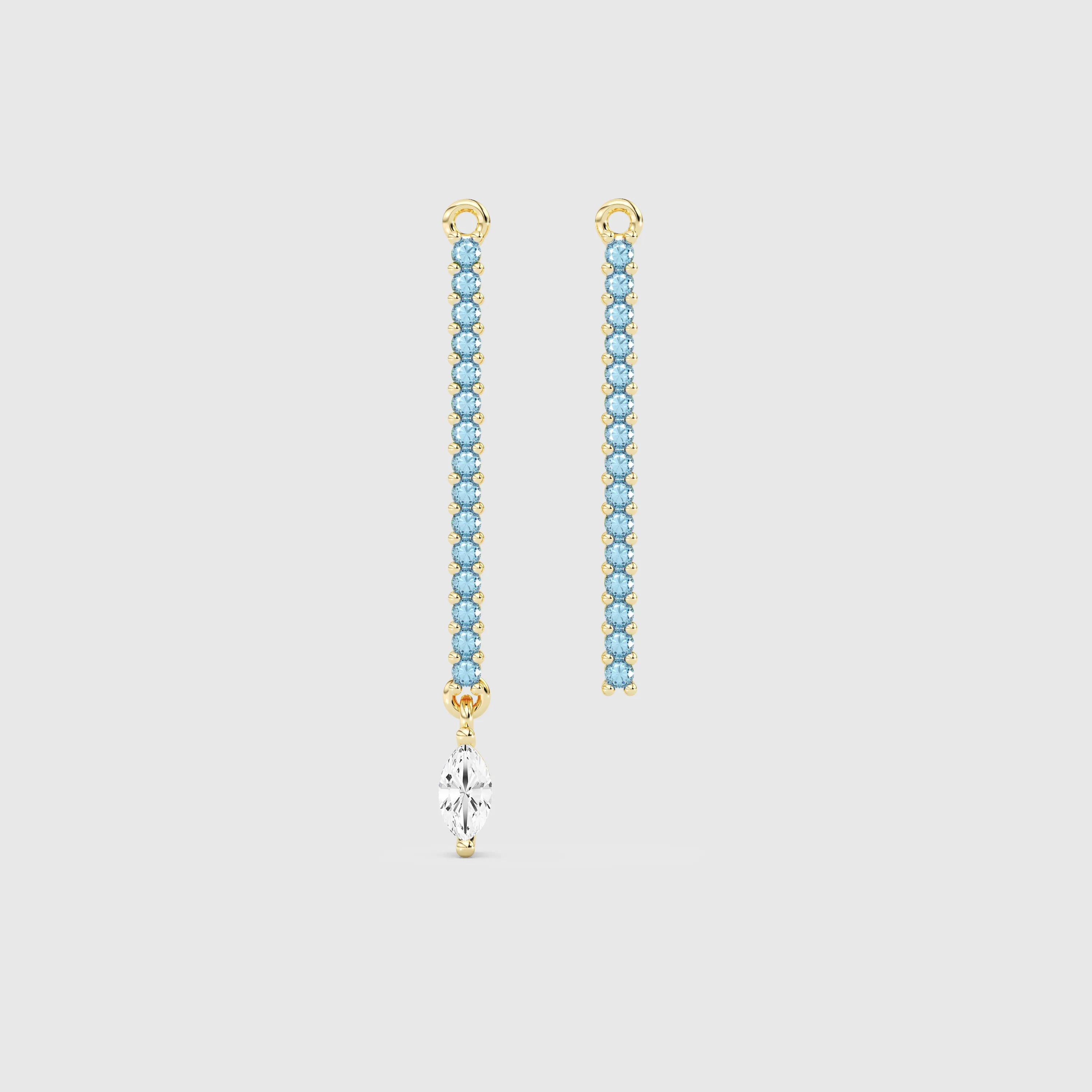 Aquamarine Bar Charm with Marquise Diamond Dangle - BRILLIANT CARATS