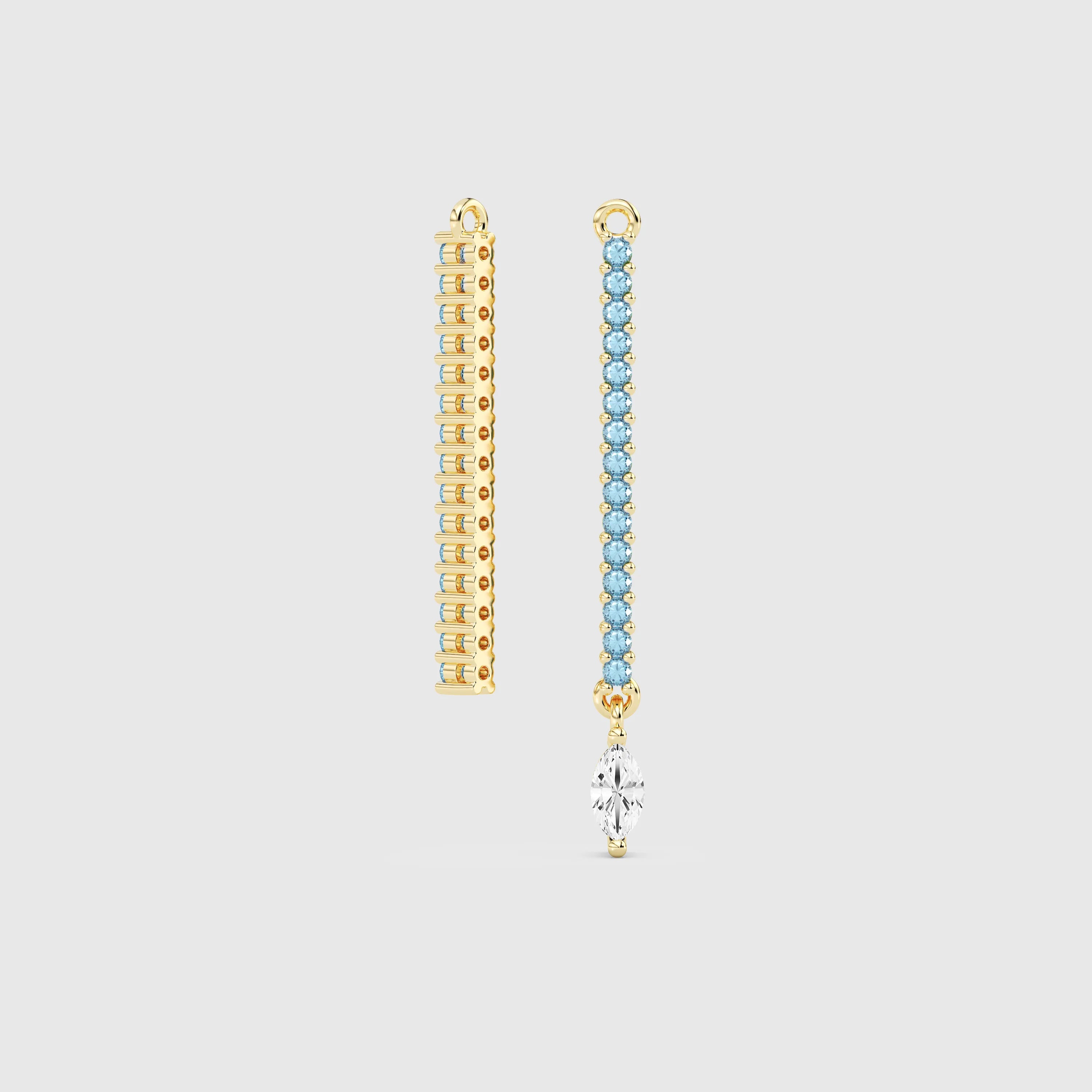 Aquamarine Bar Charm with Marquise Diamond Dangle - BRILLIANT CARATS