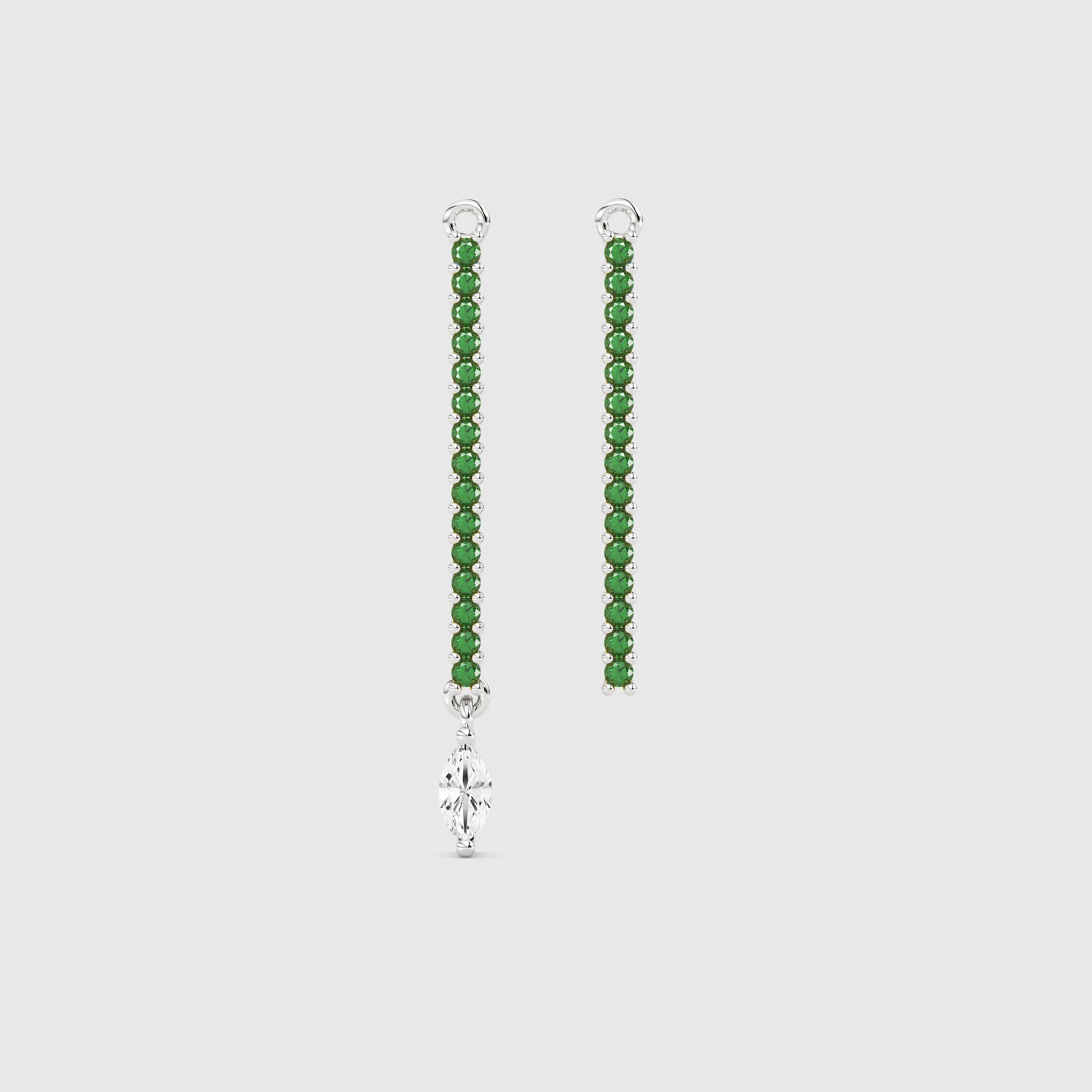 Emerald Bar Charm & Marquise Diamond Dangle - BRILLIANT CARATS