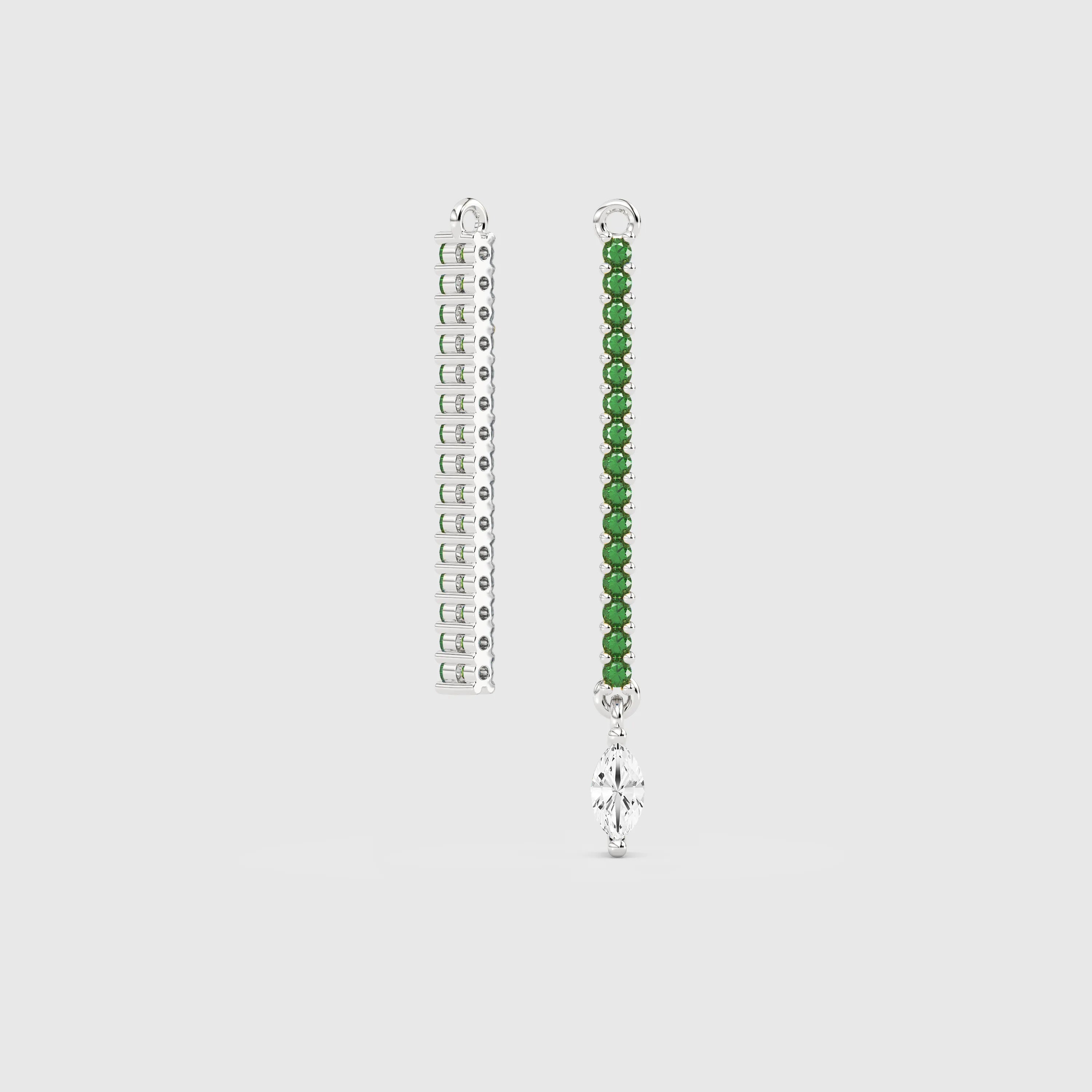Emerald Bar Charm & Marquise Diamond Dangle - BRILLIANT CARATS
