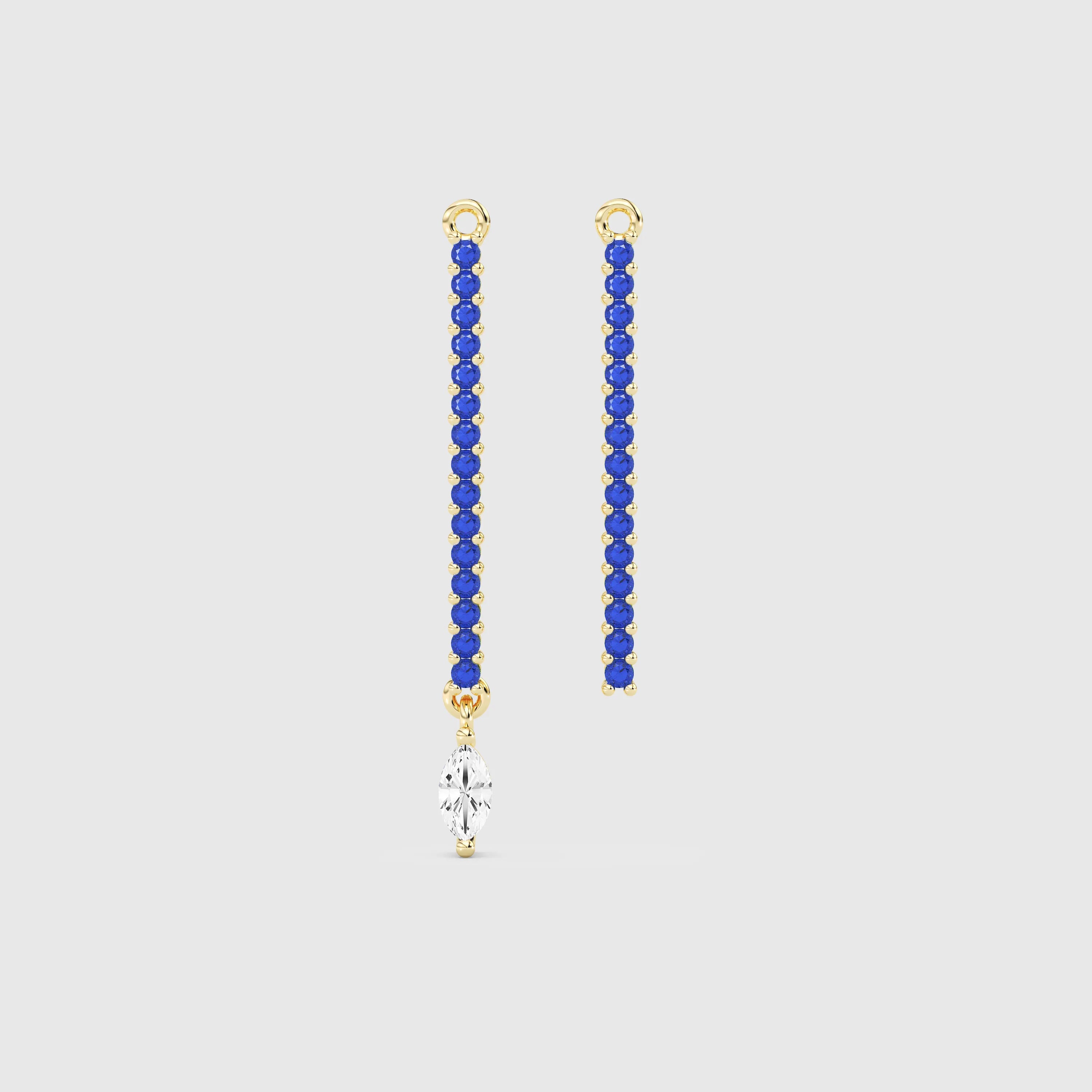Sapphire Bar Charm & Marquise Diamond Dangle