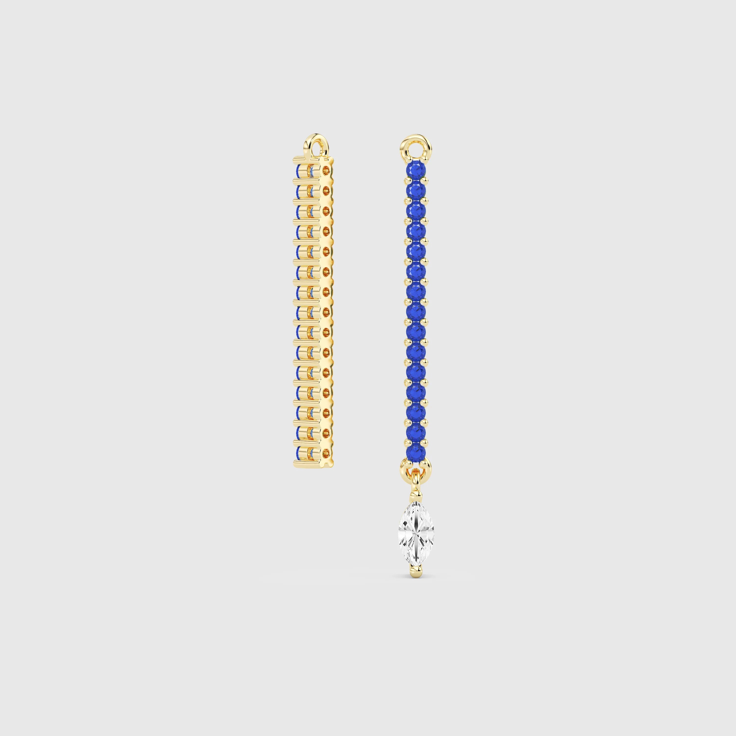 Sapphire Bar Charm & Marquise Diamond Dangle