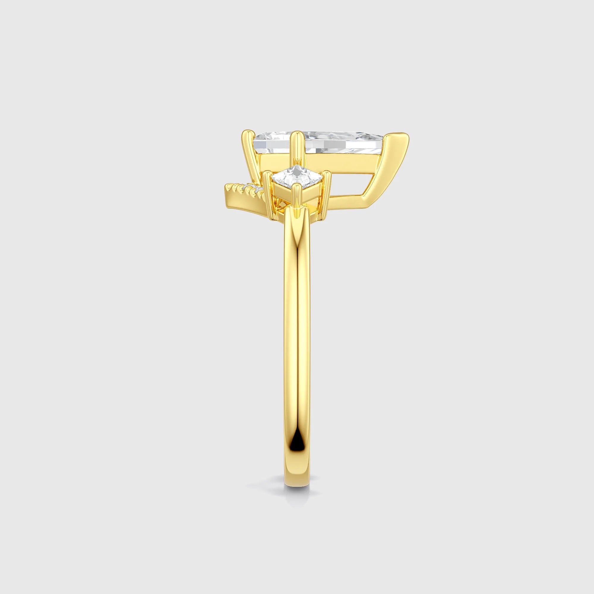 Nexus |1-3ct Kite Cut Lab Diamond Gold Geometric Golden Ring