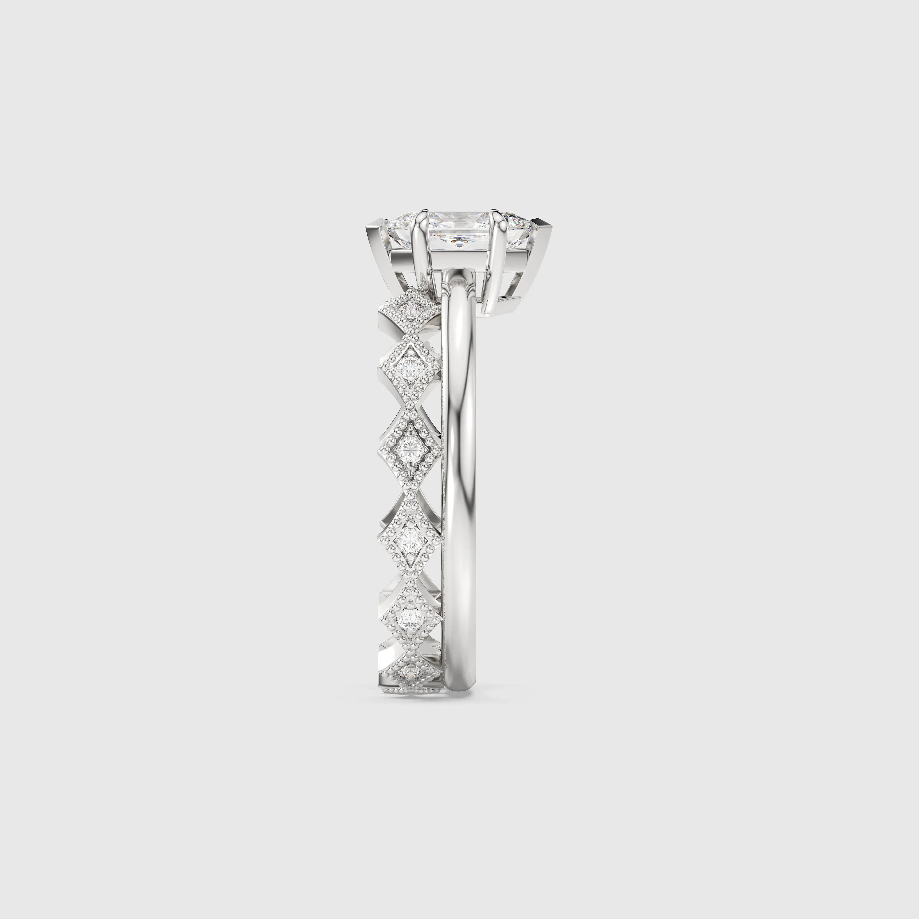 Hexagon Cut with Classic Matching Band Bridal Set