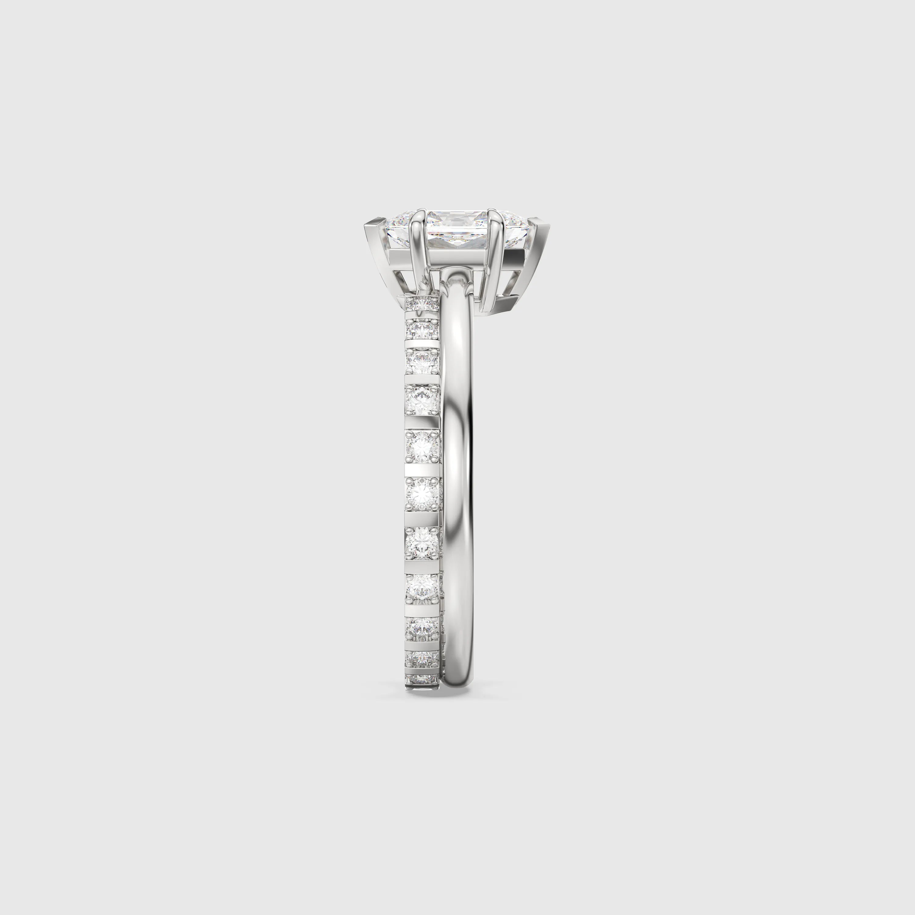 Hexagon Cut Bridal Set with Channel Set Diamond Band