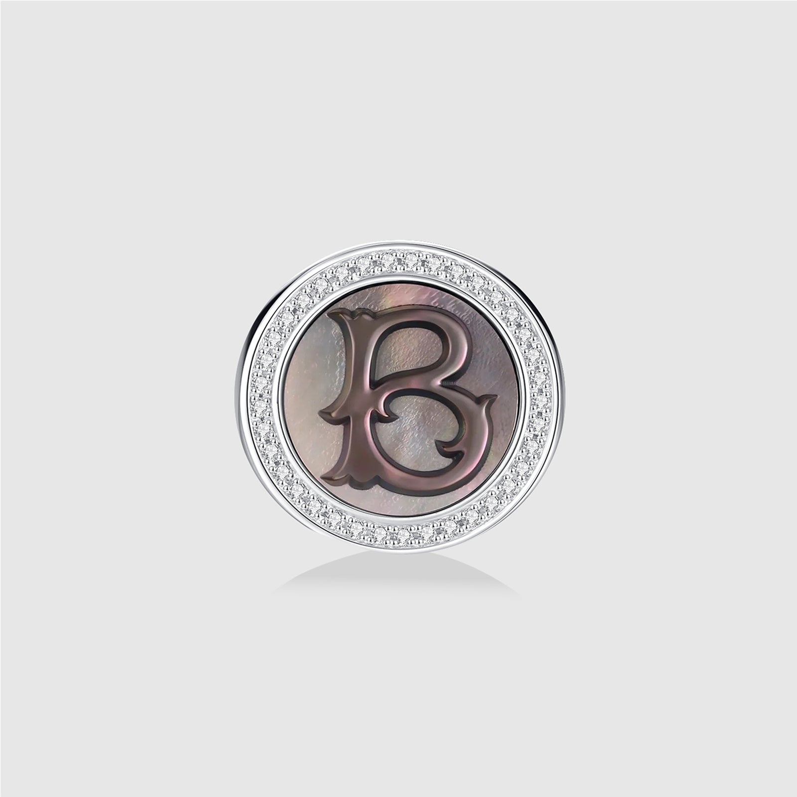 Initial B Stud Earring – Silver & Mother of Pearl
