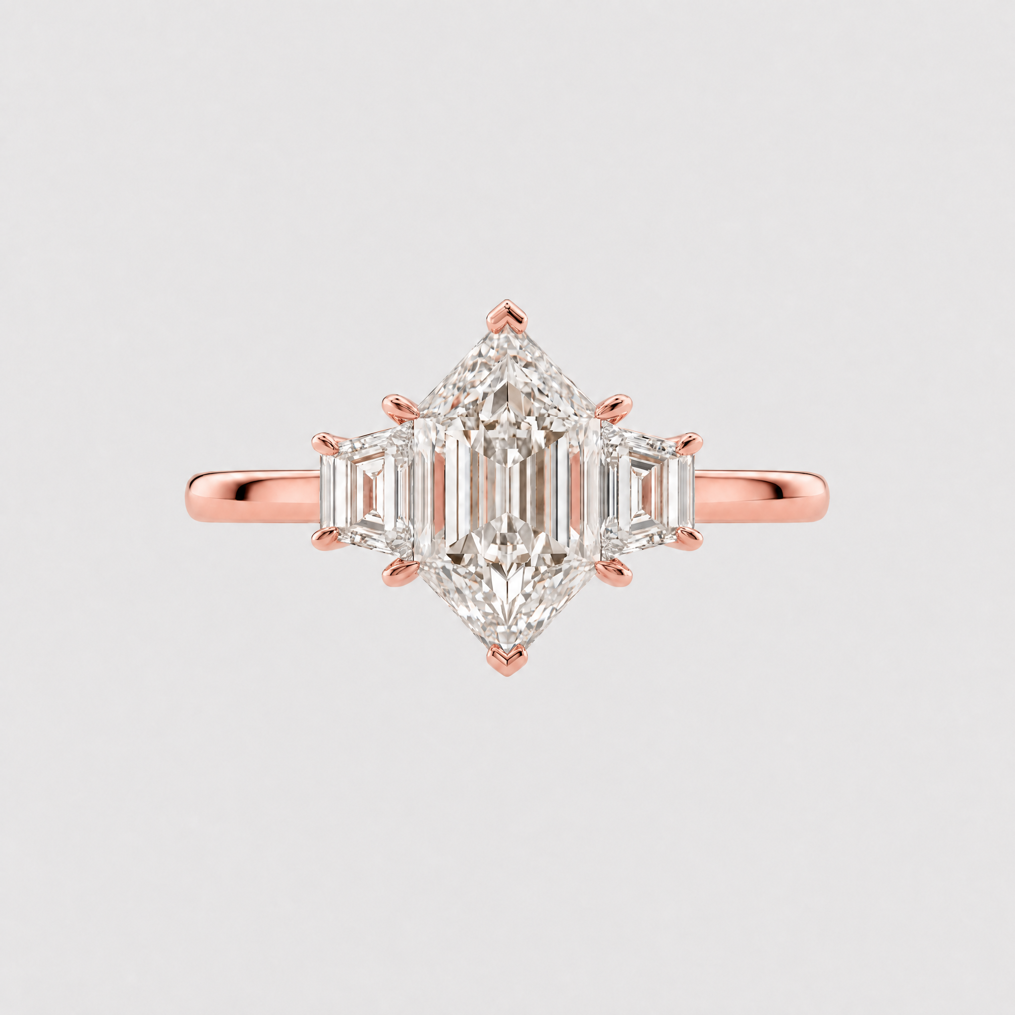 Aegis | Hexagon Drei-Stein Lab Grown Diamant Ring