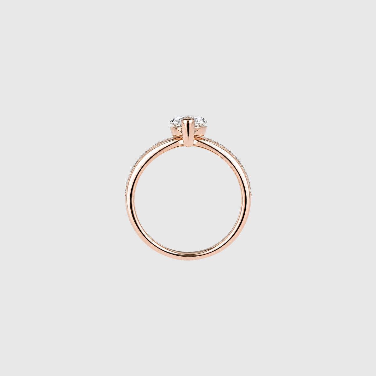 Marquise lab-grown diamond two-piece ring set in rose gold, back view.