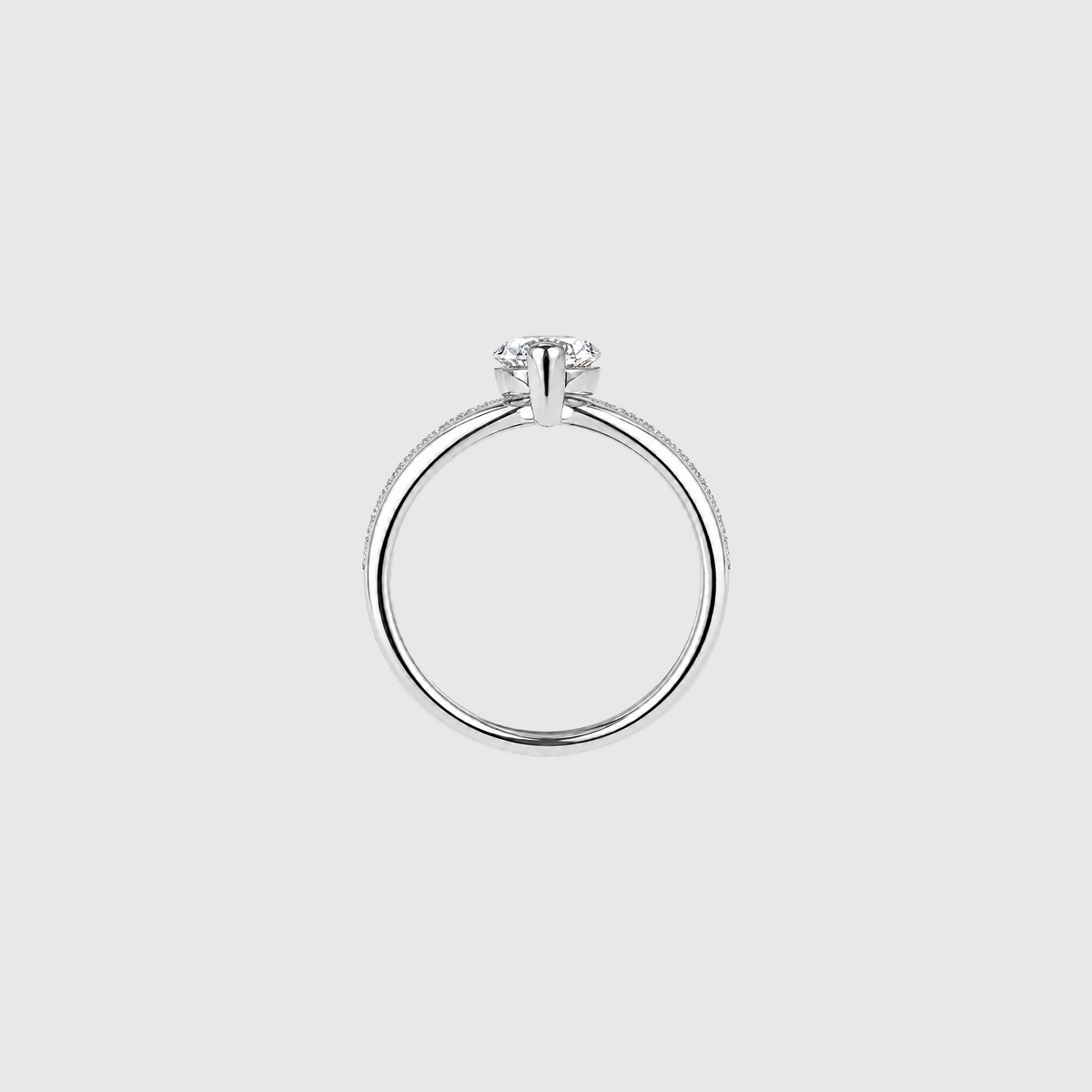 Marquise lab-grown diamond two-piece ring set in white gold, back view.