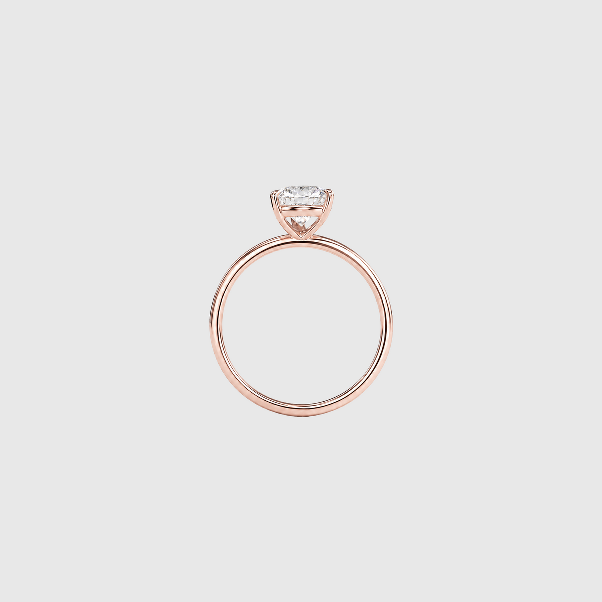 Pear-shaped lab-grown diamond solitaire engagement ring in rose gold, back view.