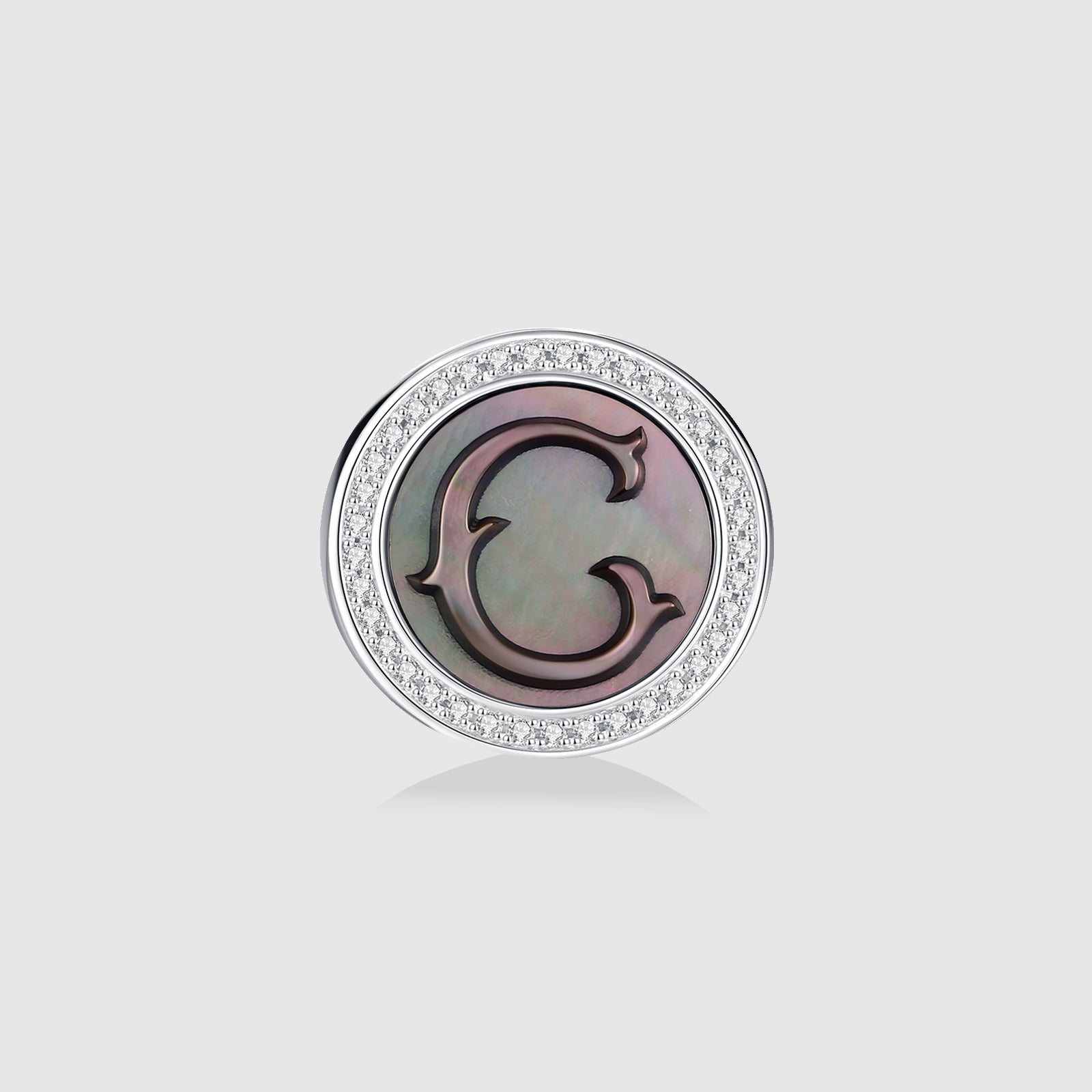 Initial C Stud Earring – Silver & Mother of Pearl
