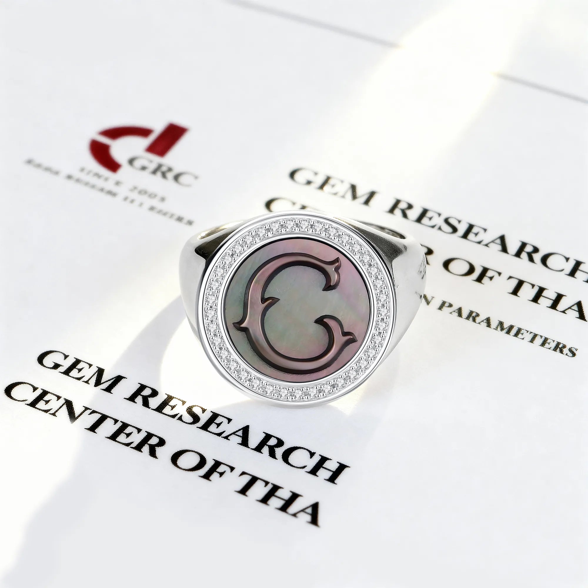 Custom Vintage Signet Alphabet Ring丨Initial C
