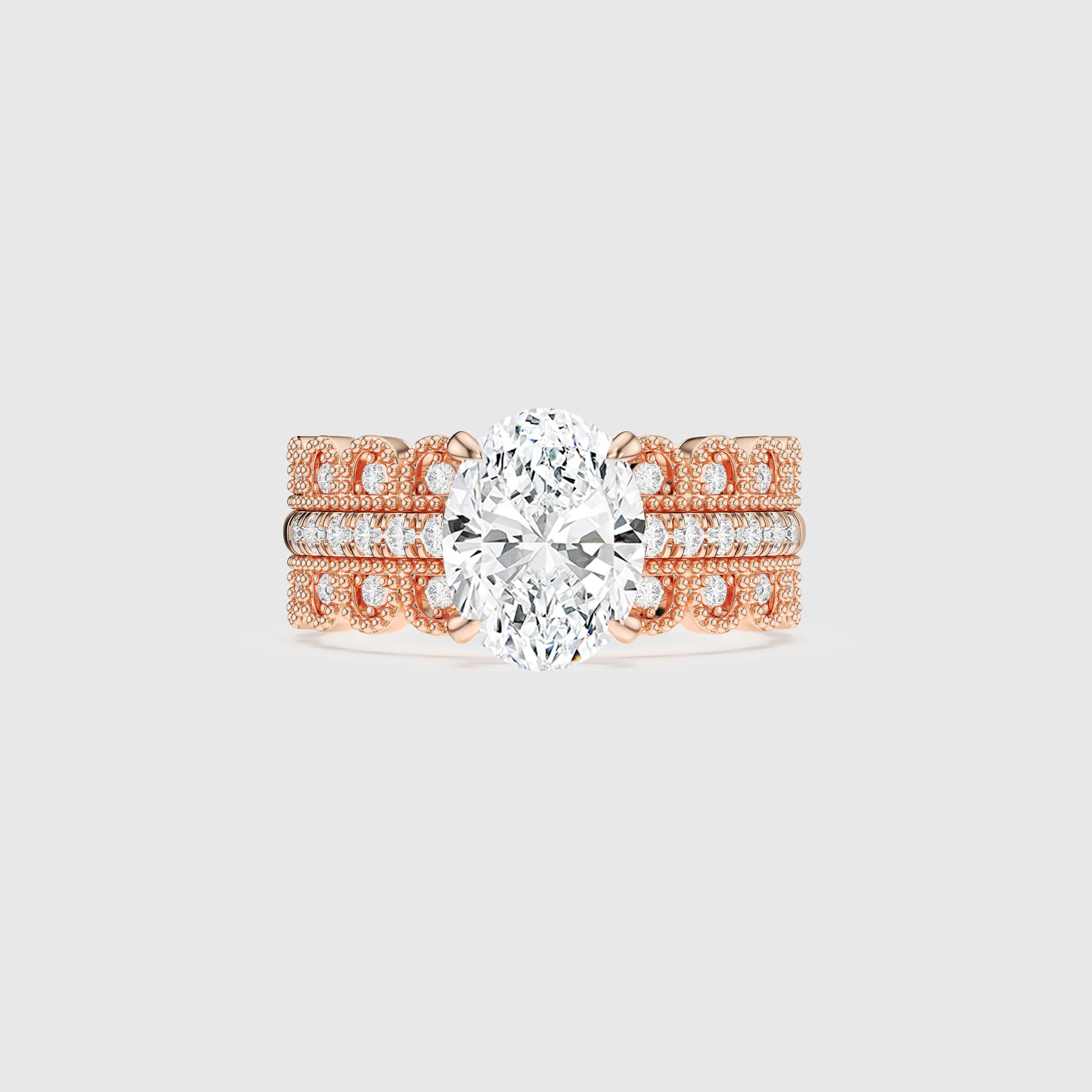 Oval Cut Lab Diamond Bridal Set 3 PCs