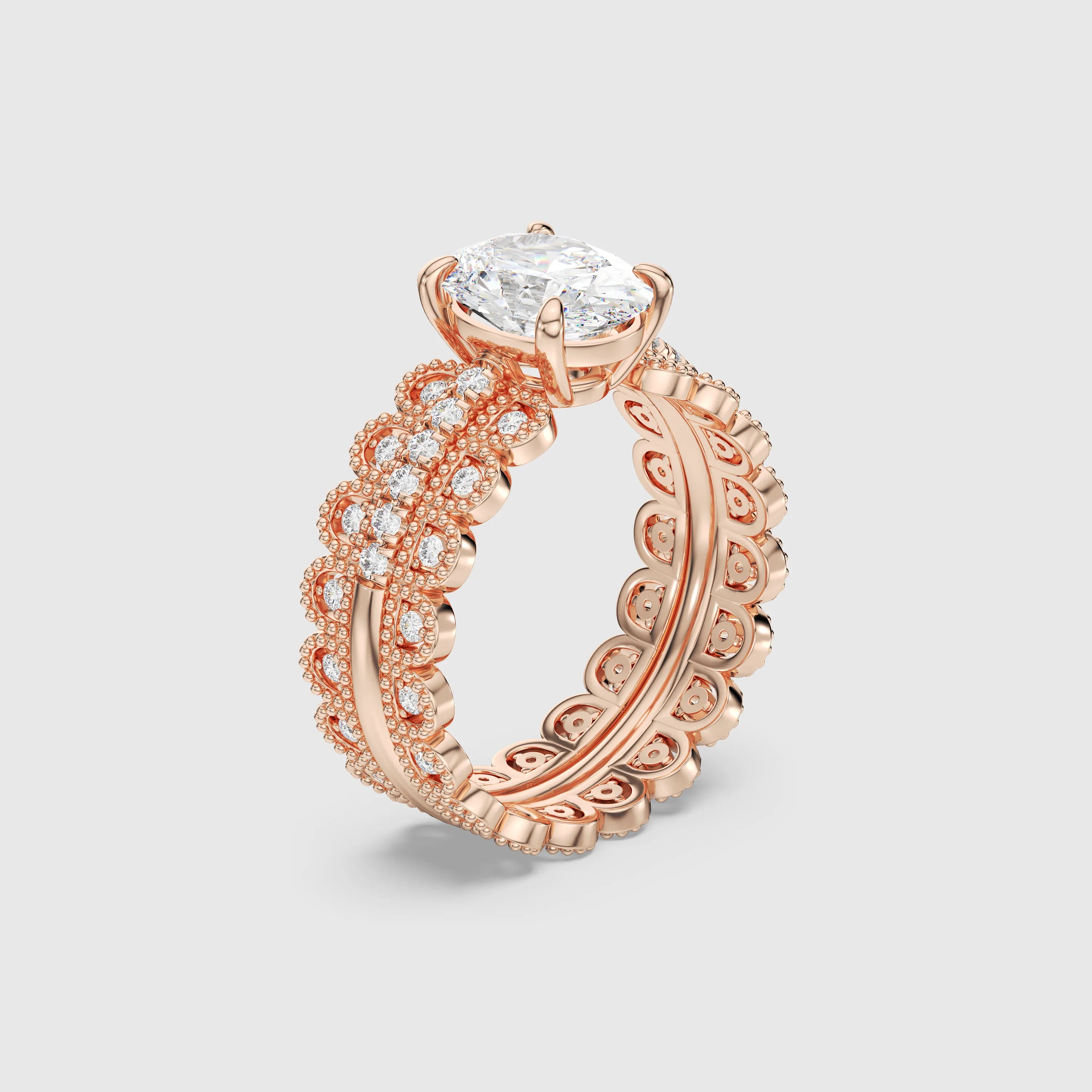 Oval Cut Lab Diamond Bridal Set 3 PCs