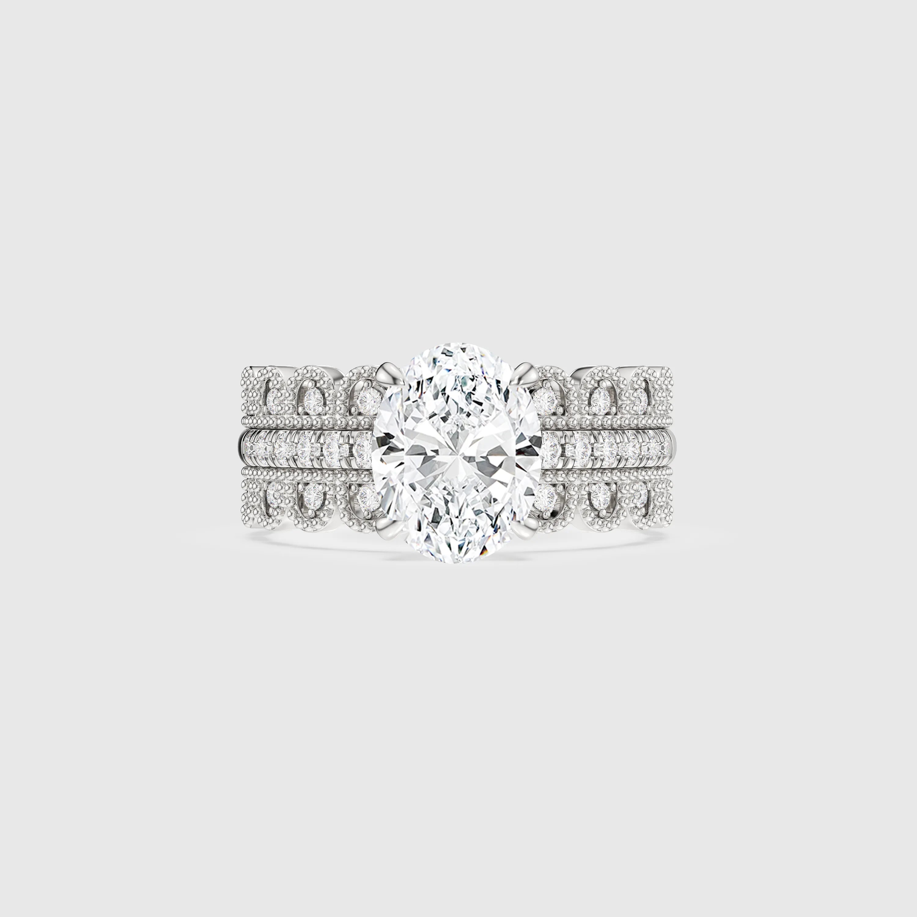 Oval Cut Lab Diamond Bridal Set 3 PCs