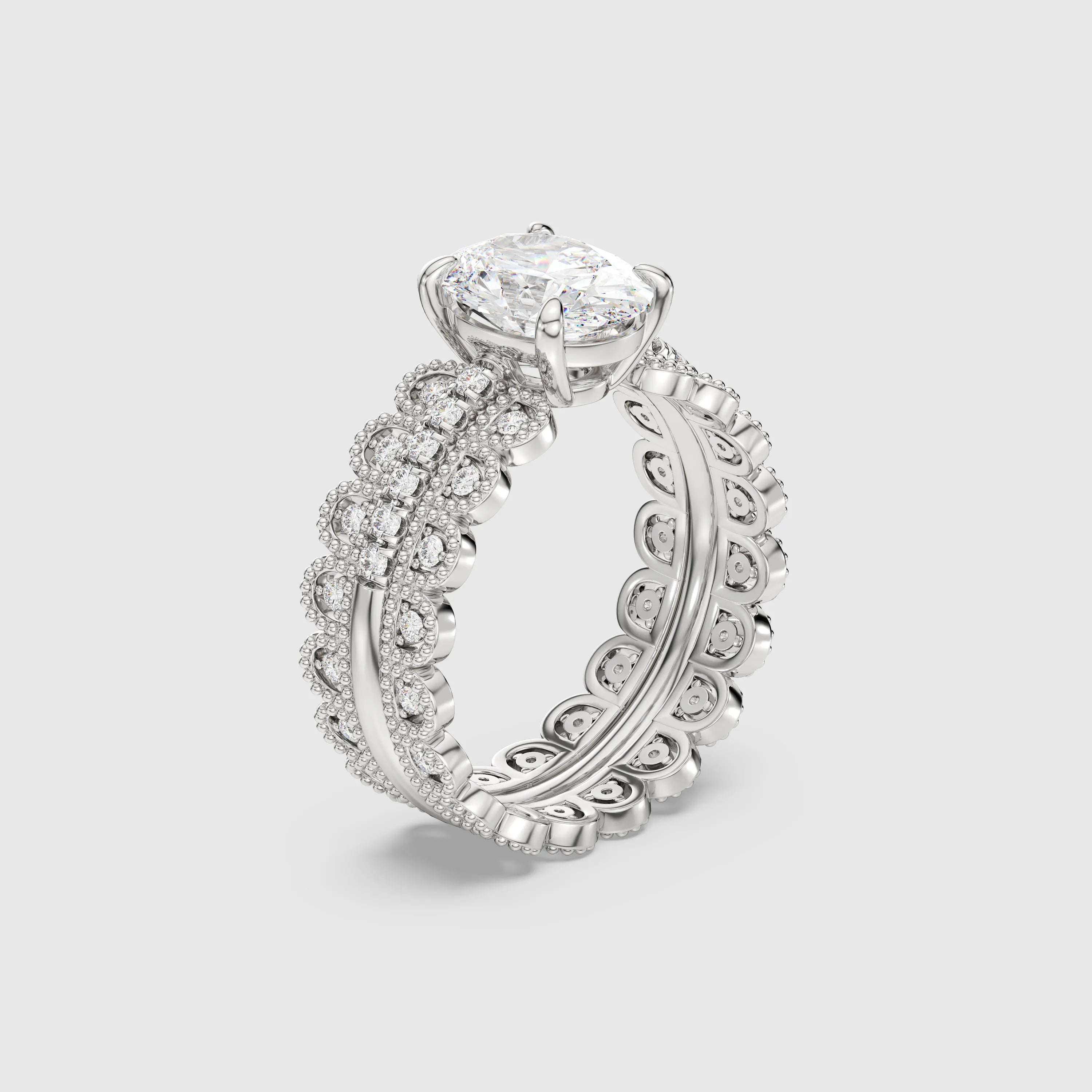 Oval Cut Lab Diamond Bridal Set 3 PCs
