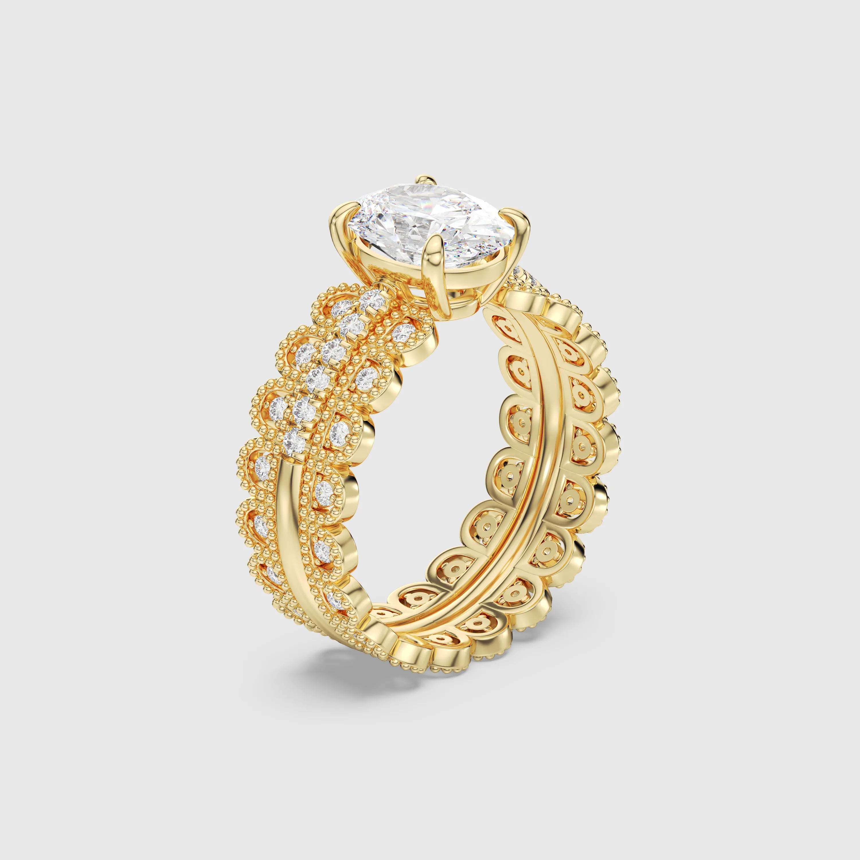 Oval Cut Lab Diamond Bridal Set 3 PCs