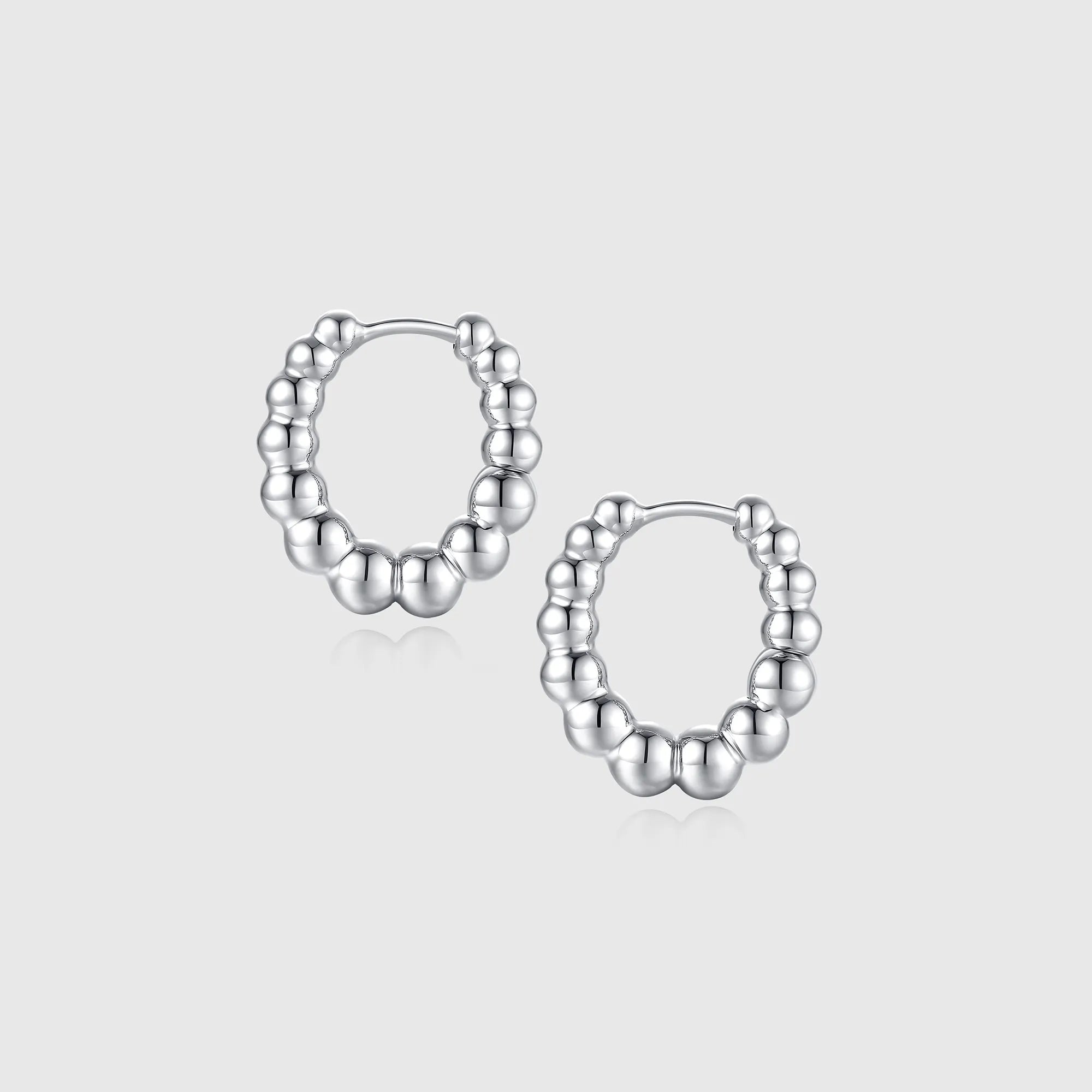 Hollow Gold Beaded Hoop Earrings with Floral Shaped Diamond