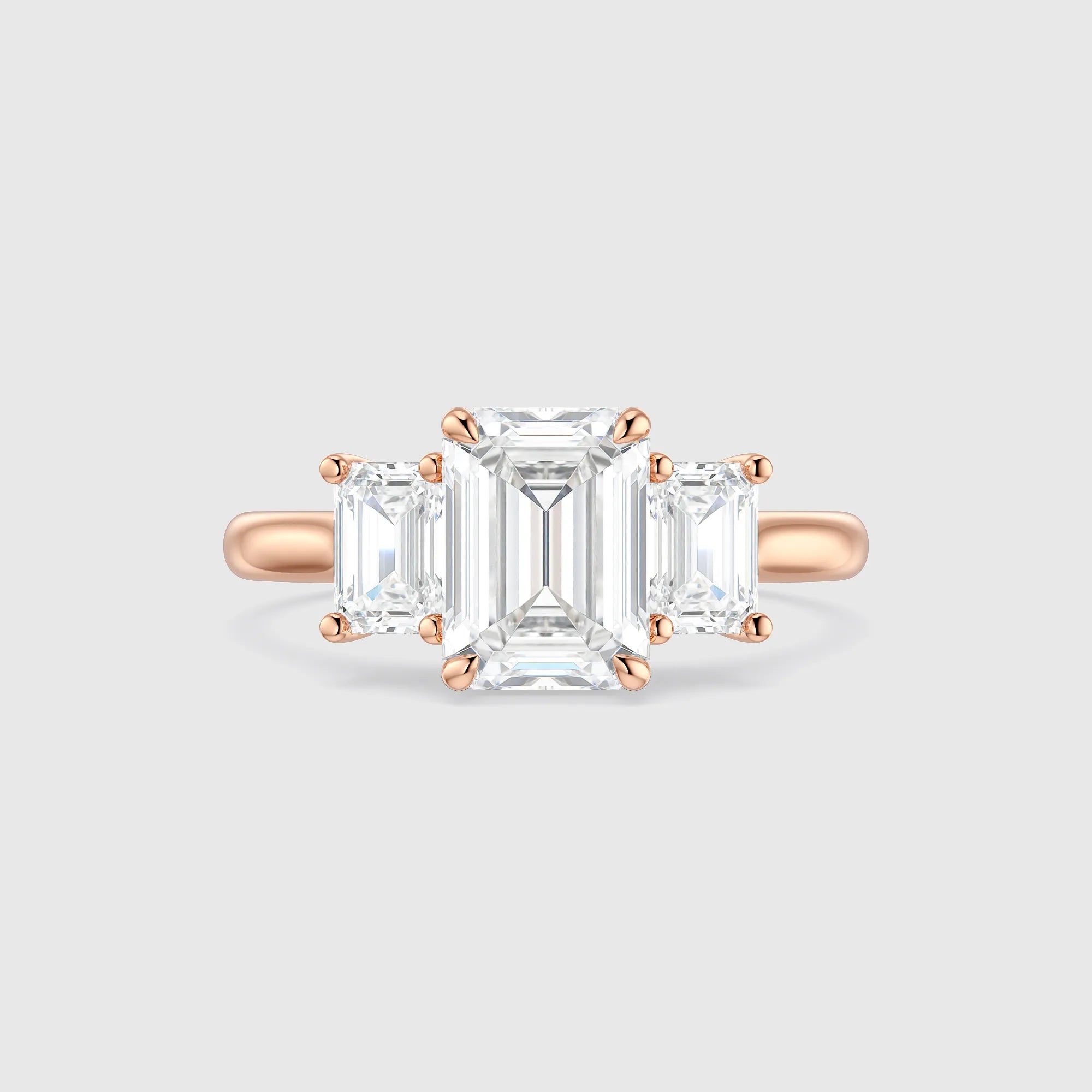 Emerald-Cut Three-Stone Lab Diamond Engagement Ring