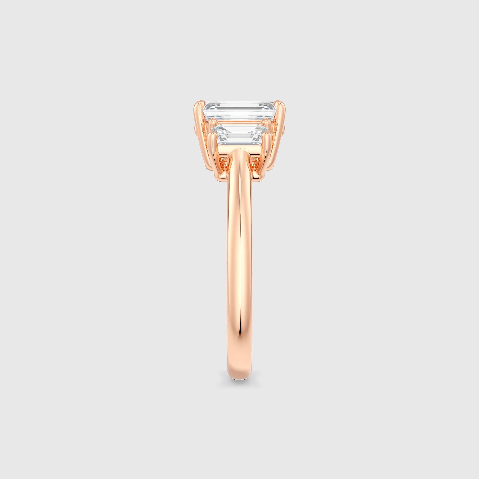 Emerald-Cut Three-Stone Lab Diamond Engagement Ring