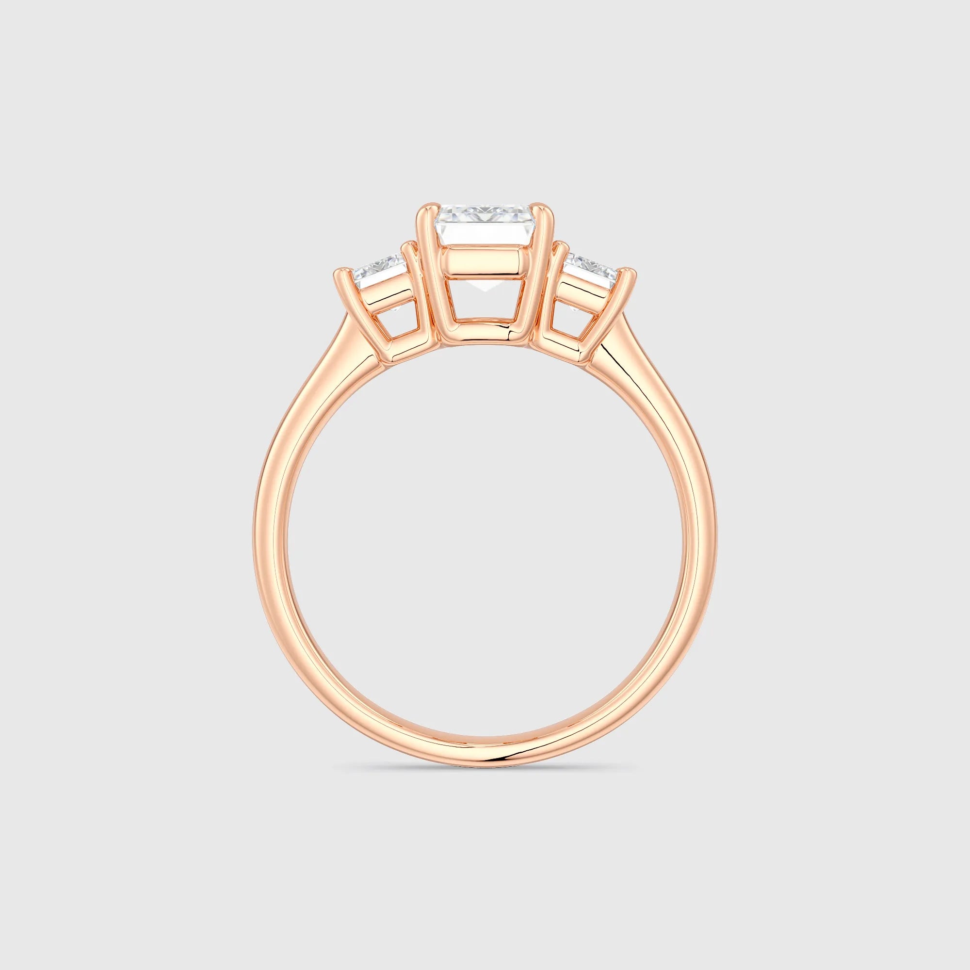 Emerald-Cut Three-Stone Lab Diamond Engagement Ring